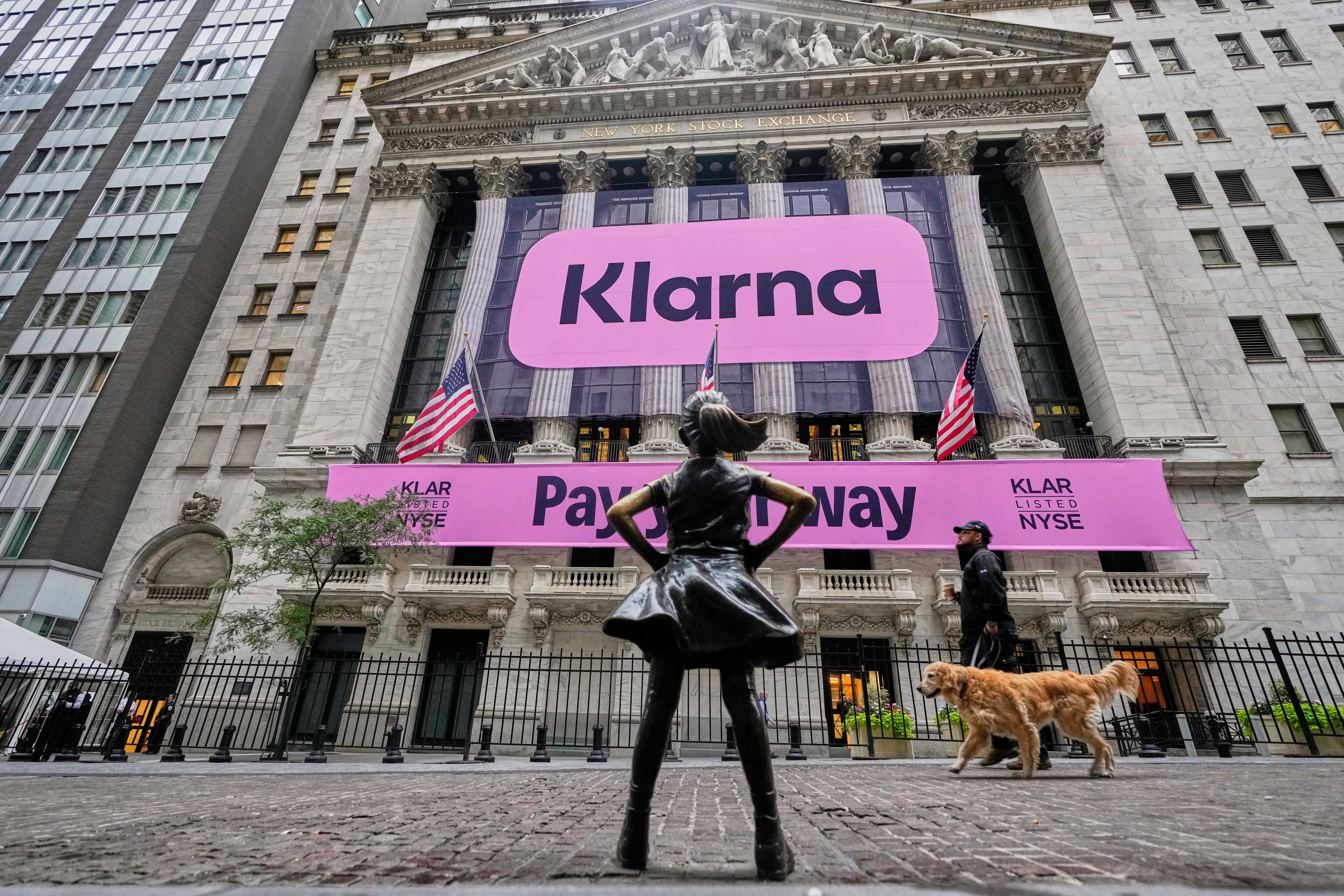 The New York Stock Exchange displayed Klarna’s signage on Wednesday