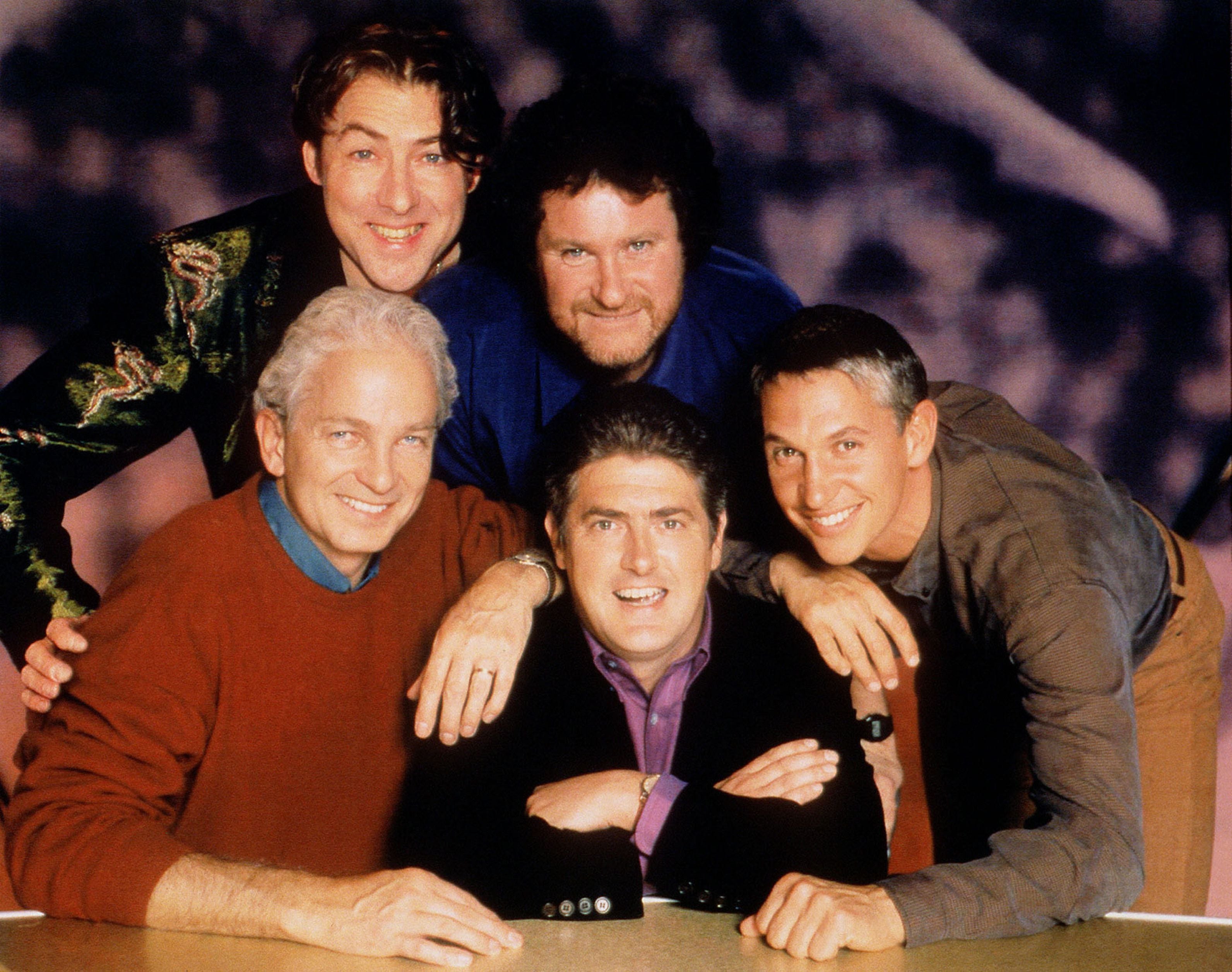 The lads: David Gower, Jonathan Ross, Rory McGrath, Nick Hancock and Gary Lineker