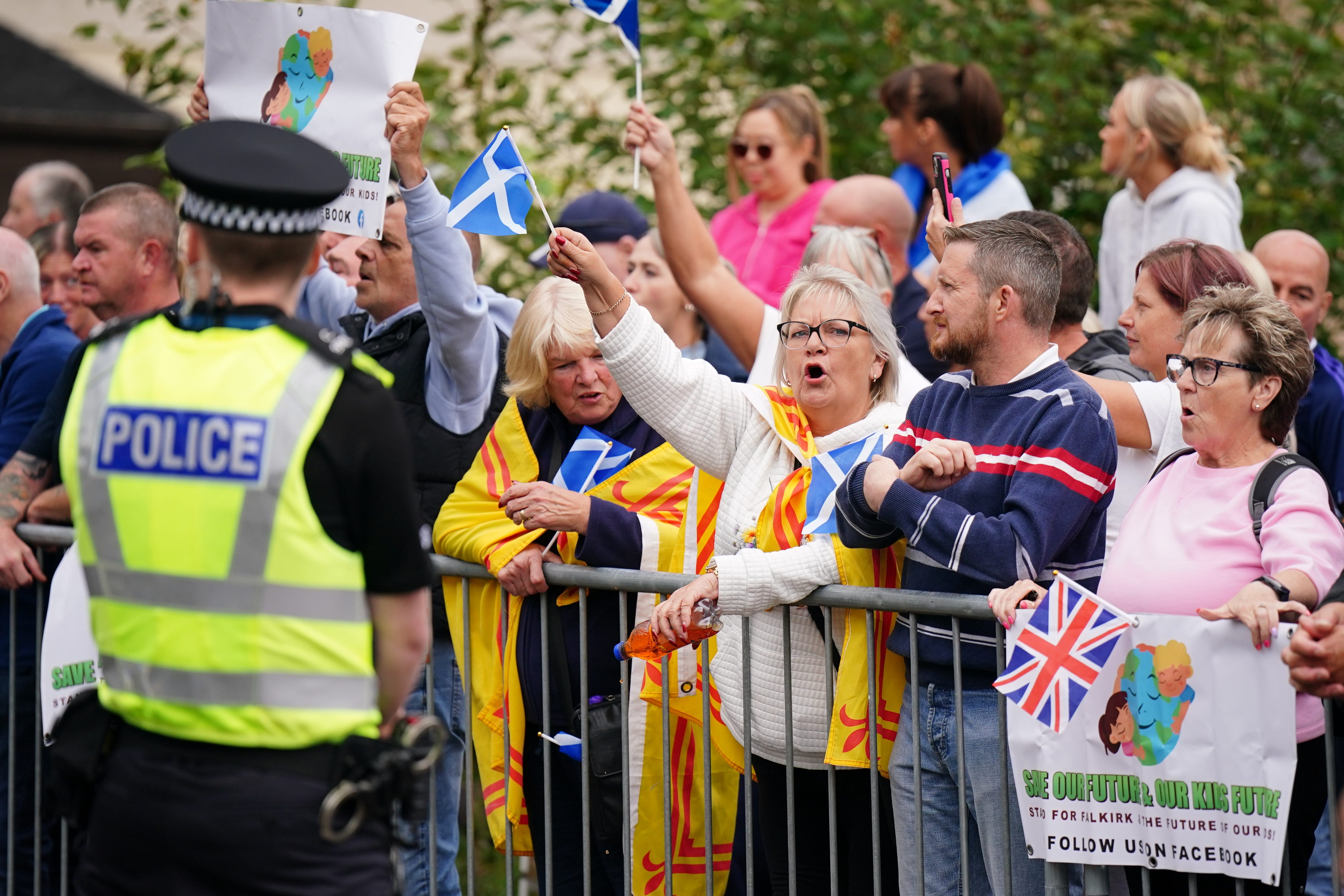 A number of protests have taken place outside the hotel in Falkirk (Jane Barlow/PA)