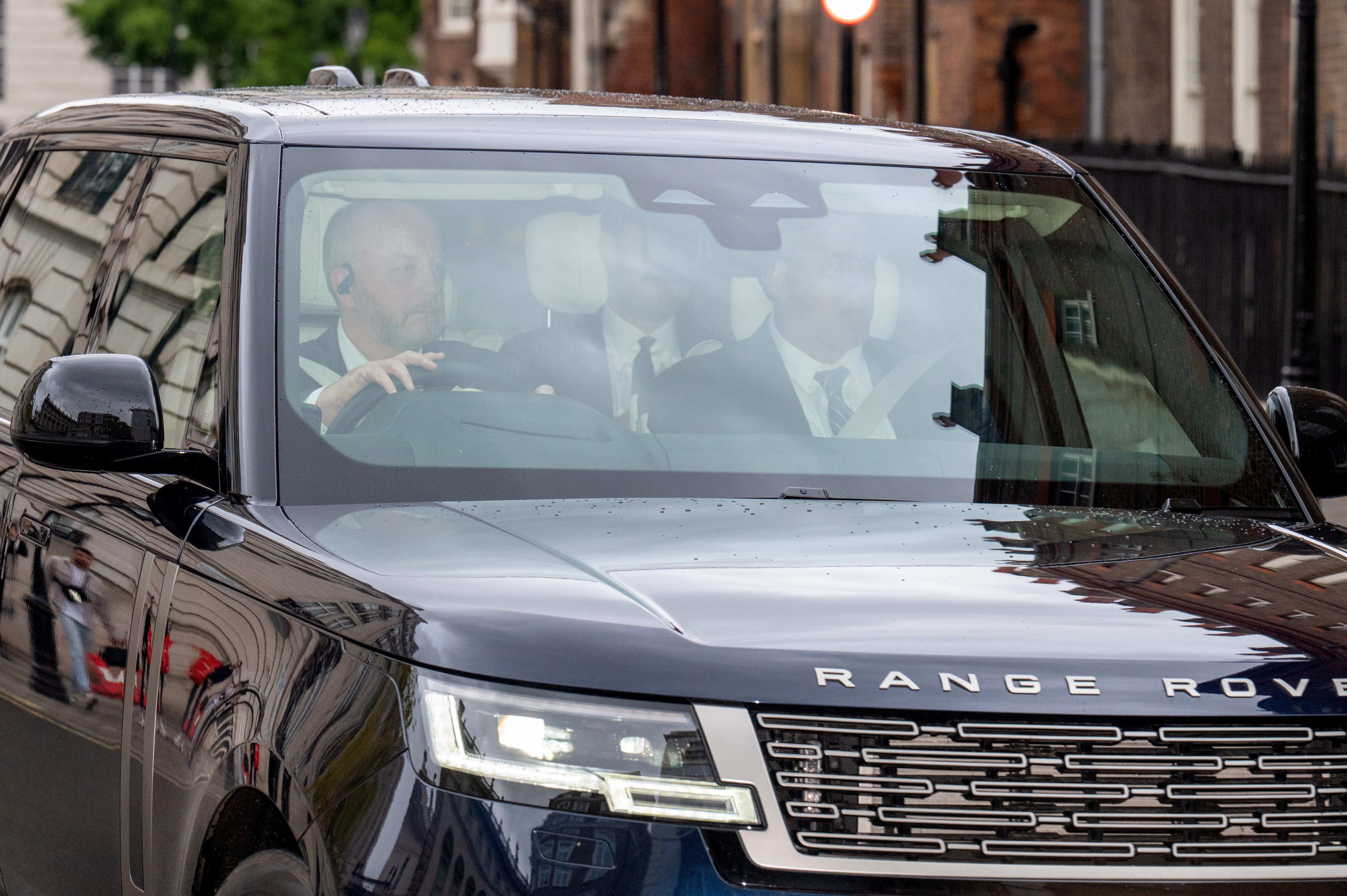 The Prince arrives at Clarence House on Wednesday afternoon