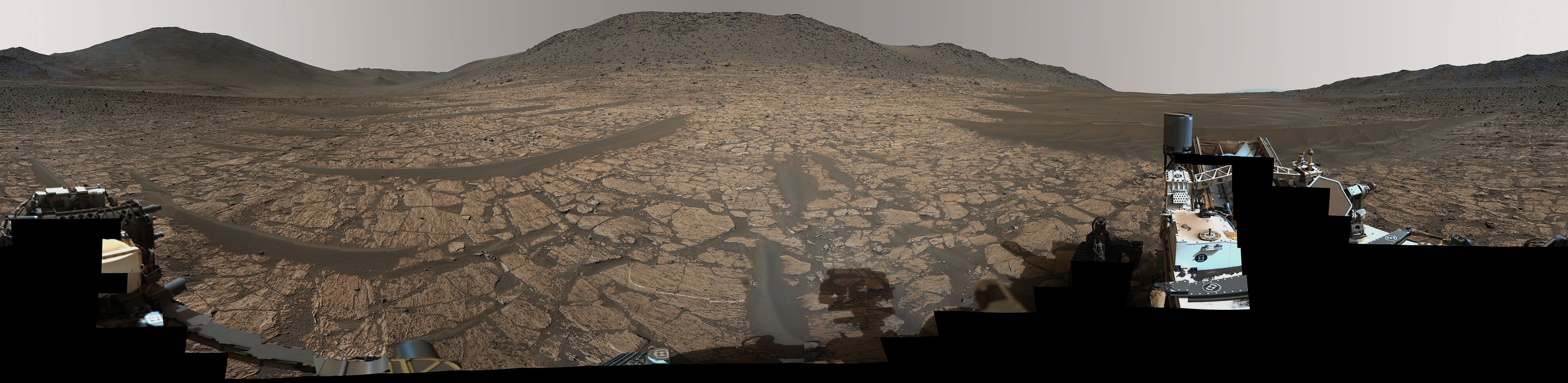 A 360-degree view of a region on Mars called ‘Bright Angel,’ captured on 12 June, 2024 by Nasa’s Perseverance Mars rover and is made up of 346 individual images that were stitched together after being sent back to Earth