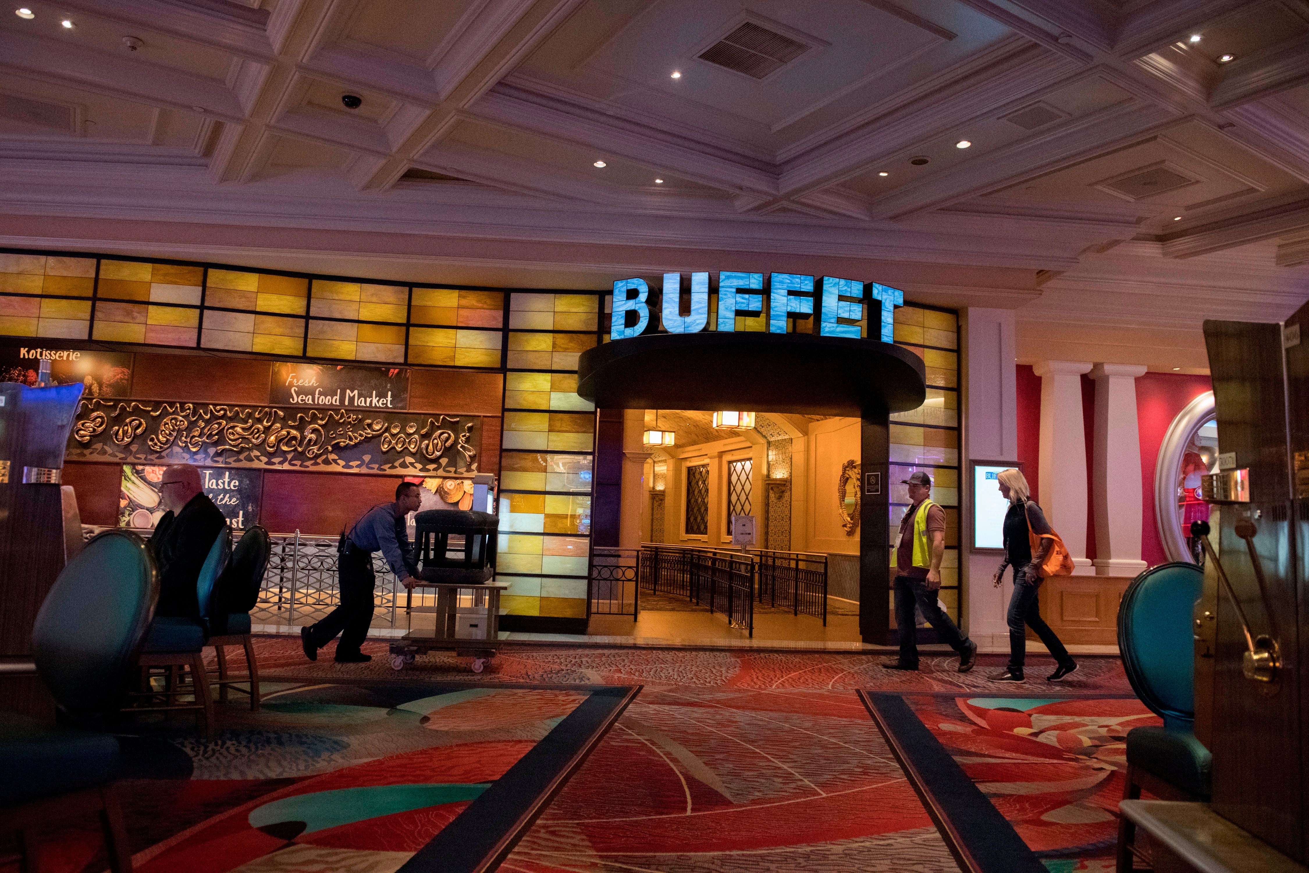 Signage for a buffet at Bellagio Hotel and Casino in Las Vegas, one of the few remaining buffets on the Las Vegas Strip