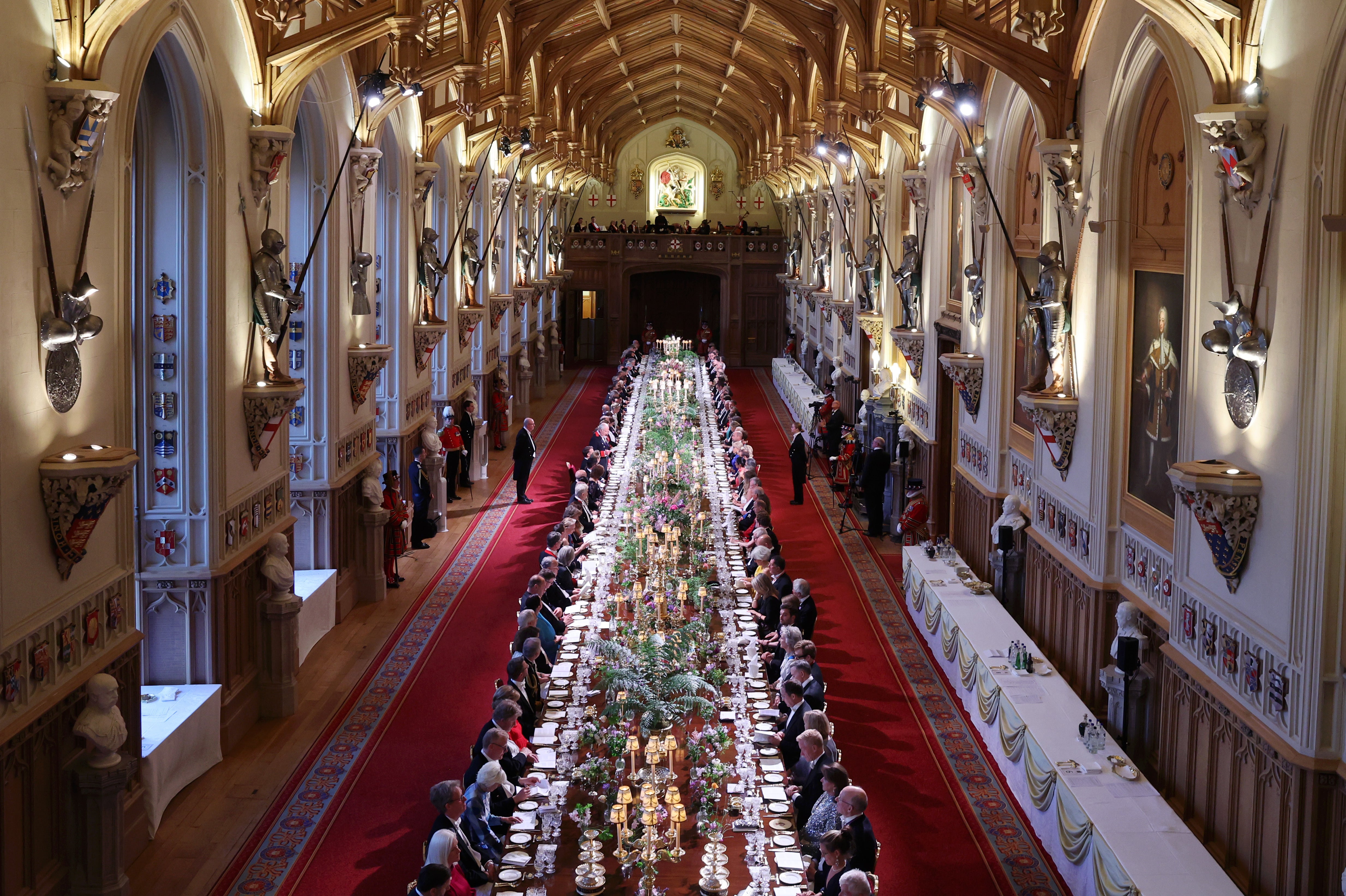 The 50m table seating 160 guests will run the entire length of the room and be decorated with porcelain and silver-gilt from the royal collection