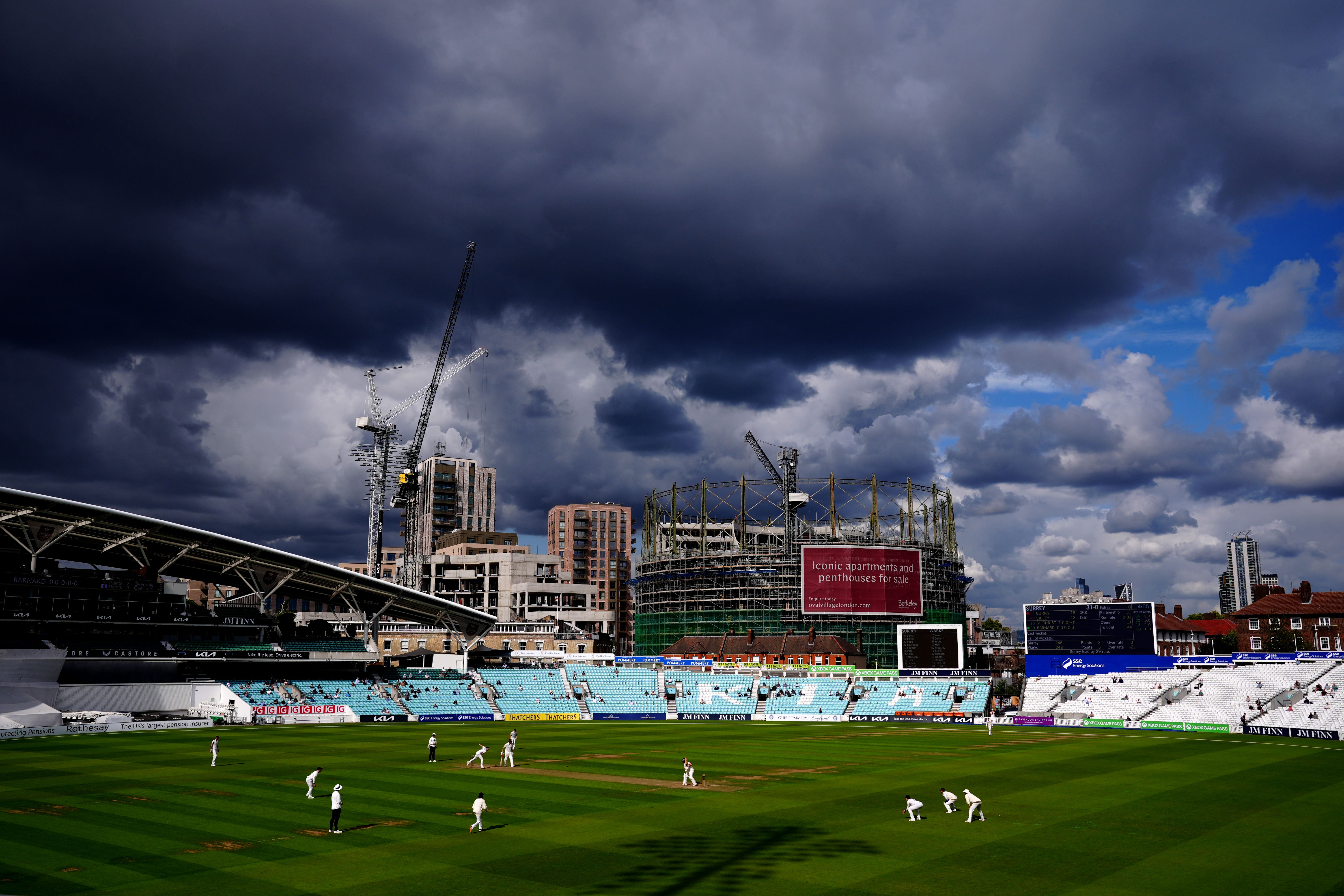 Rain hit the action at the Oval (John Walton/PA)