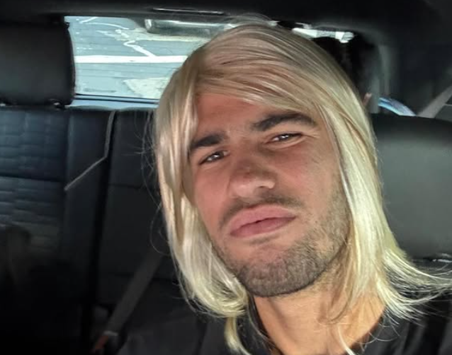 Alcaraz trialling a blonde wig as he teased his hair transformation on Instagram