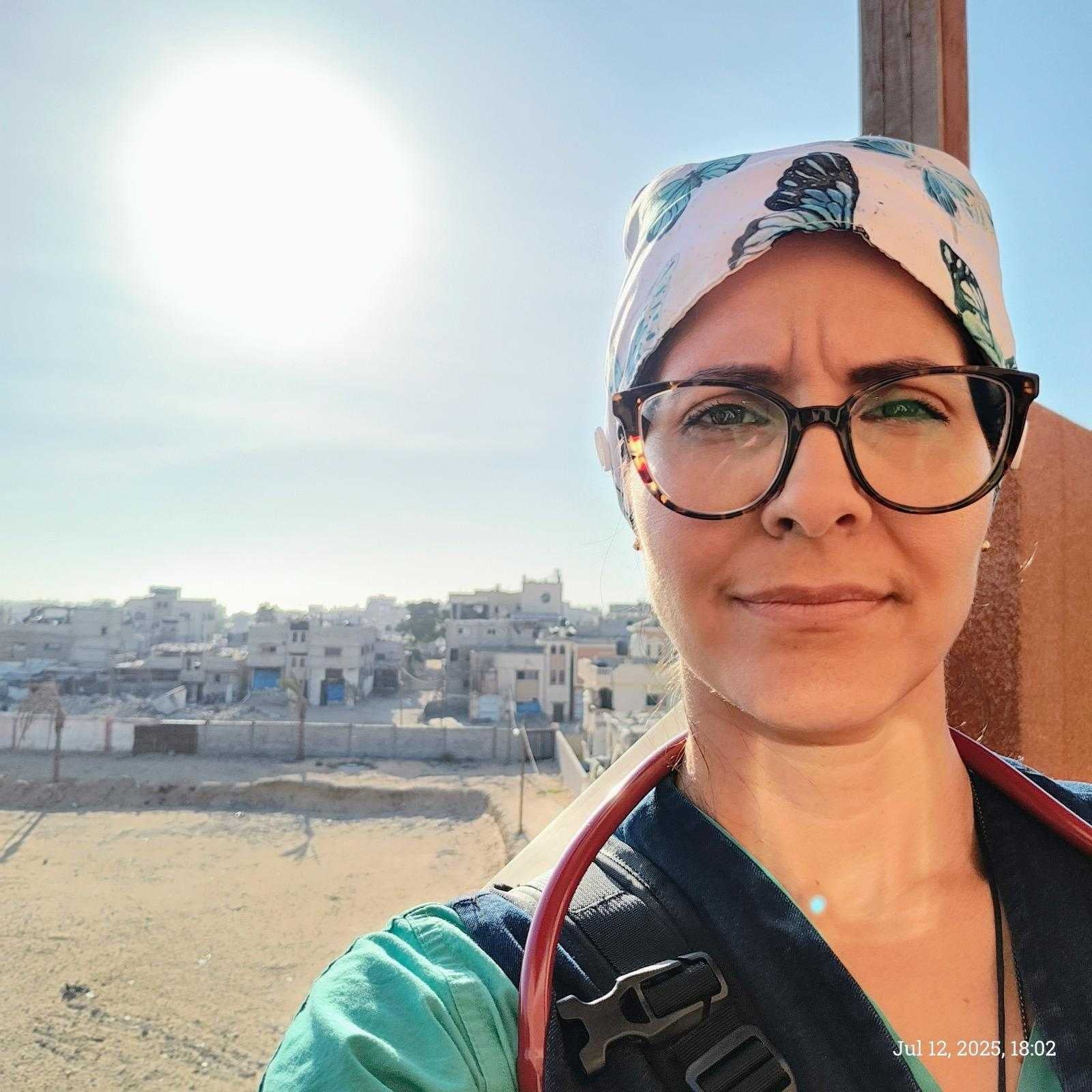 Trauma nurse Elidalis Burgos in Gaza over the summer
