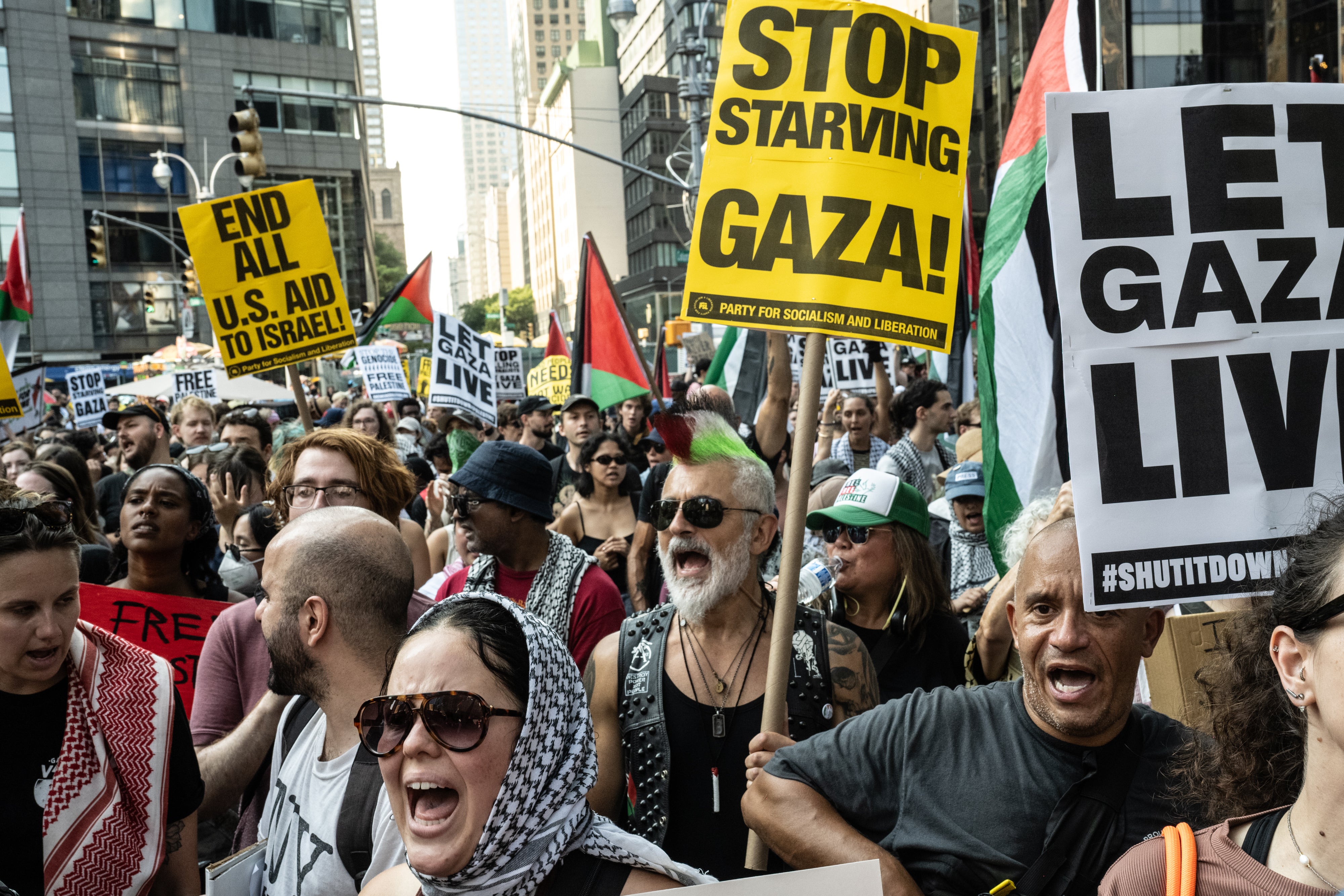 Pro-Palestine demonstrators take part in the March for Humanity, protesting against the humanitarian crisis in Gaza, in New York City last month