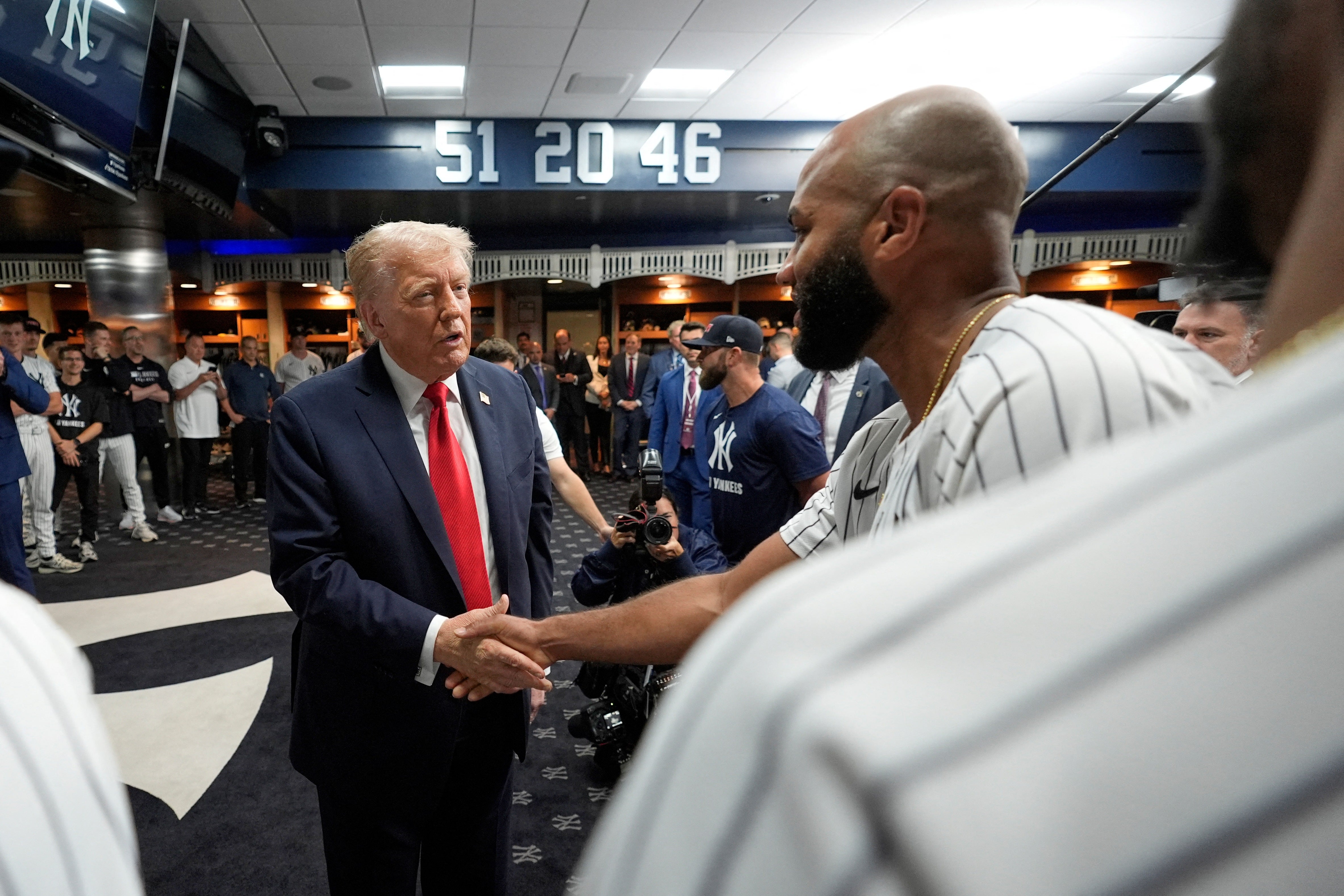 Donald Trump met Yankees players before Thursday night’s game