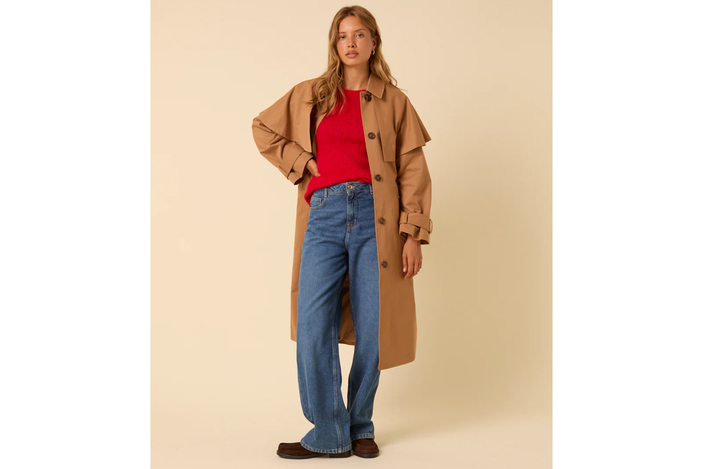 indybest best trench coat review Nobody’s Child camel cape trench coat