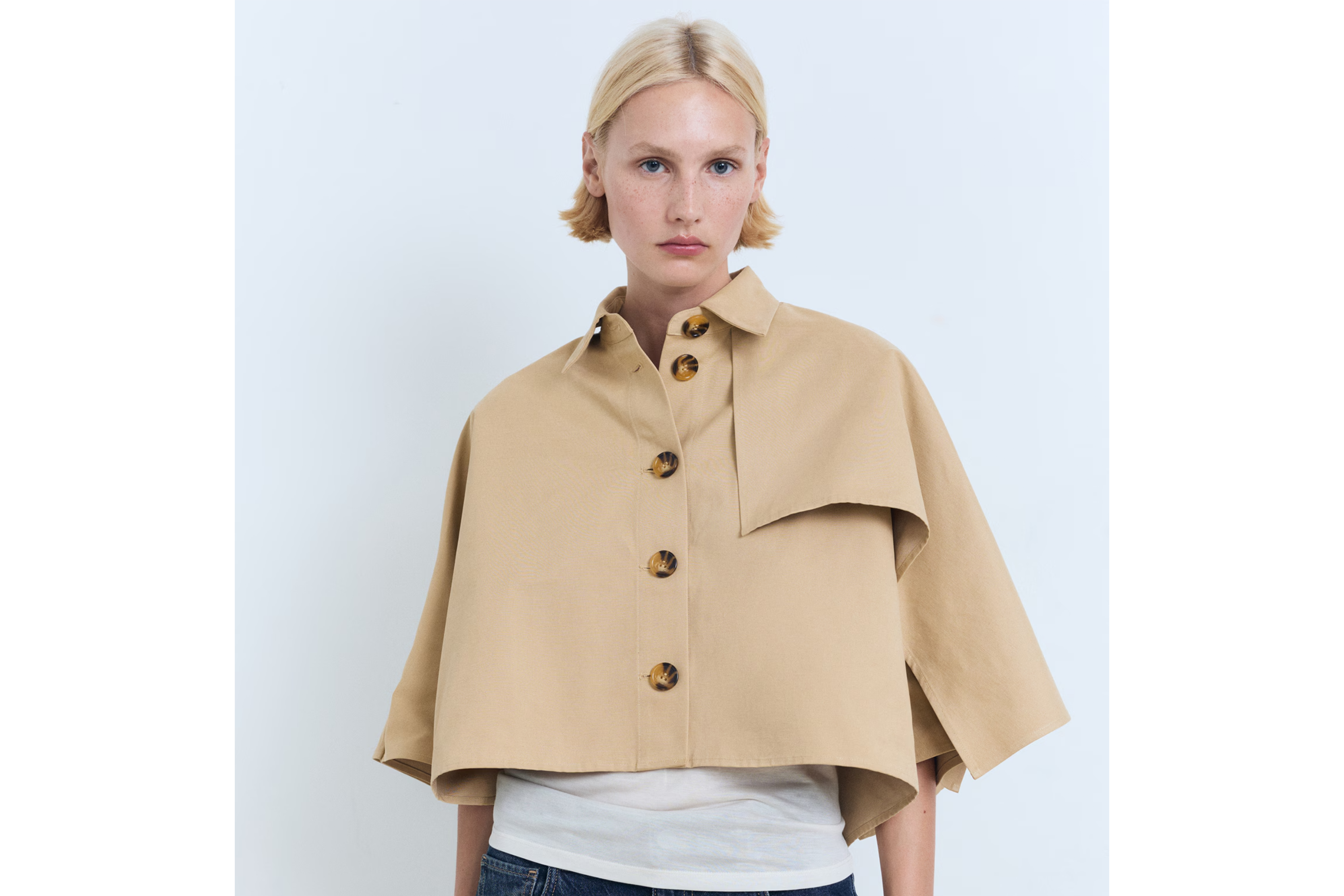 indybest best trench coat review Mango cape style cropped trench coat