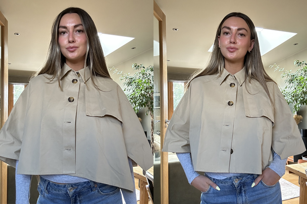 indybest best trench coat review Mango cape style cropped trench coat