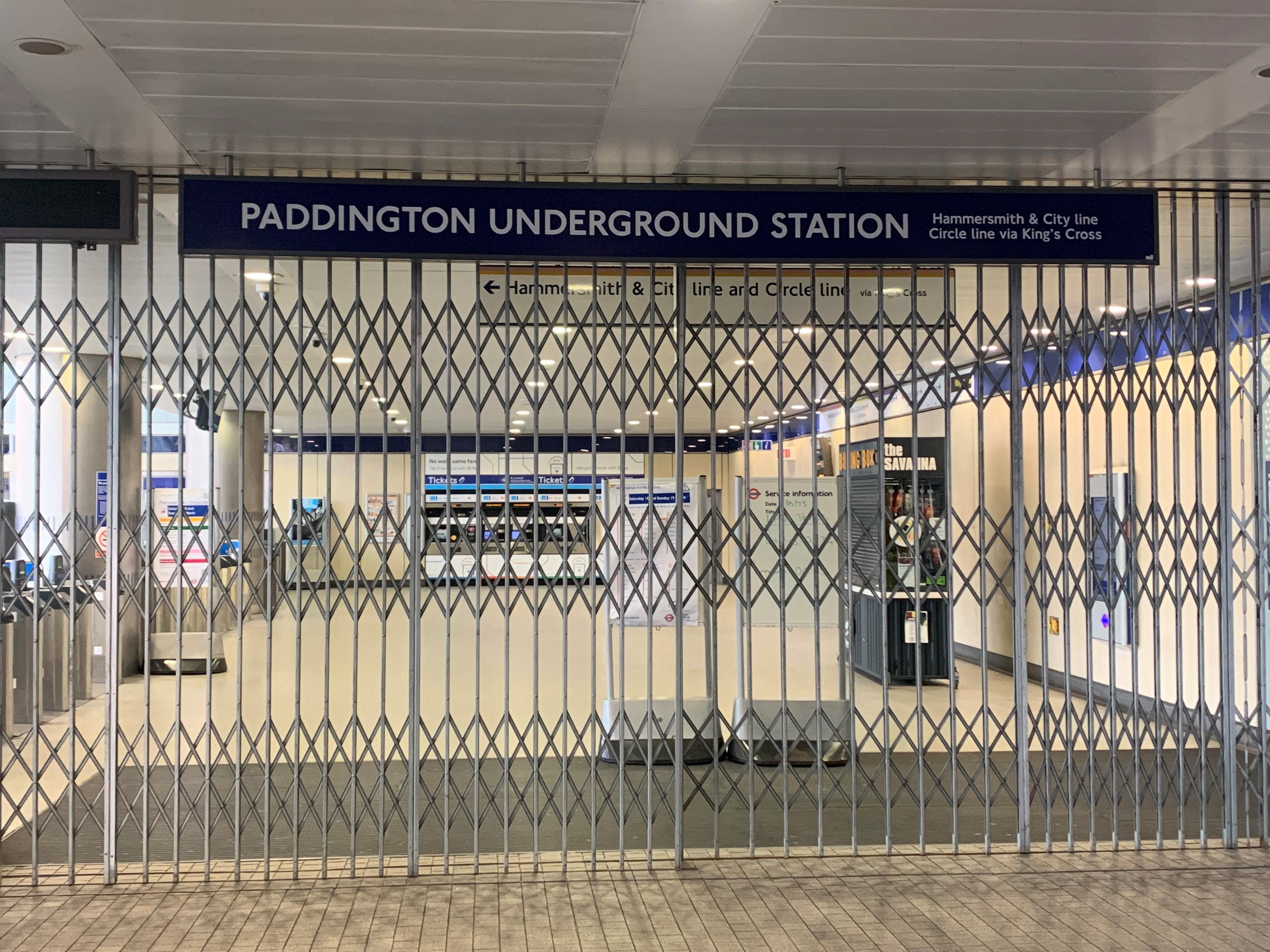 An empty Paddington Underground station due to Tube strikes