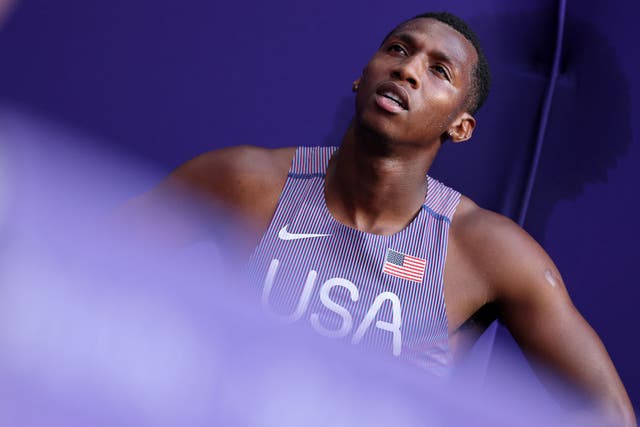 <p>Erriyon Knighton at the Paris 2024 Olympics</p>