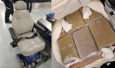 Officers discovered 11 packages of cocaine, weighing 12kg and worth £880,000, concealed in the backrest and seat