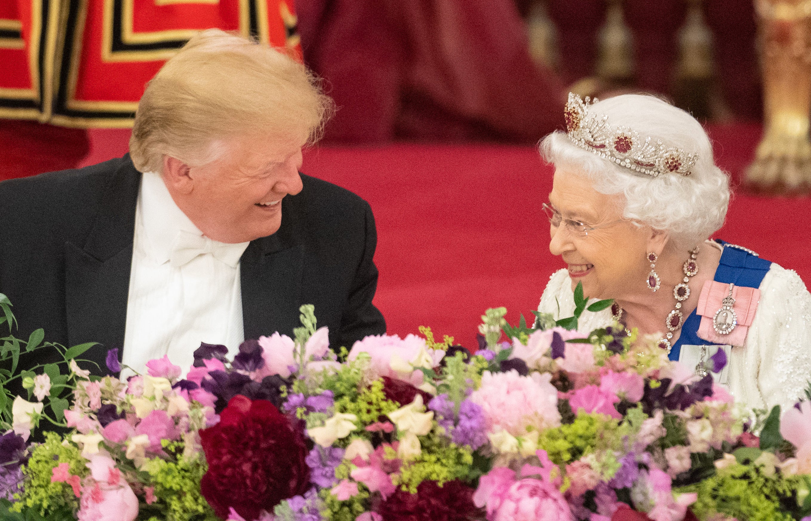 Trump with Queen Elizabeth at his last state banquet in 2019