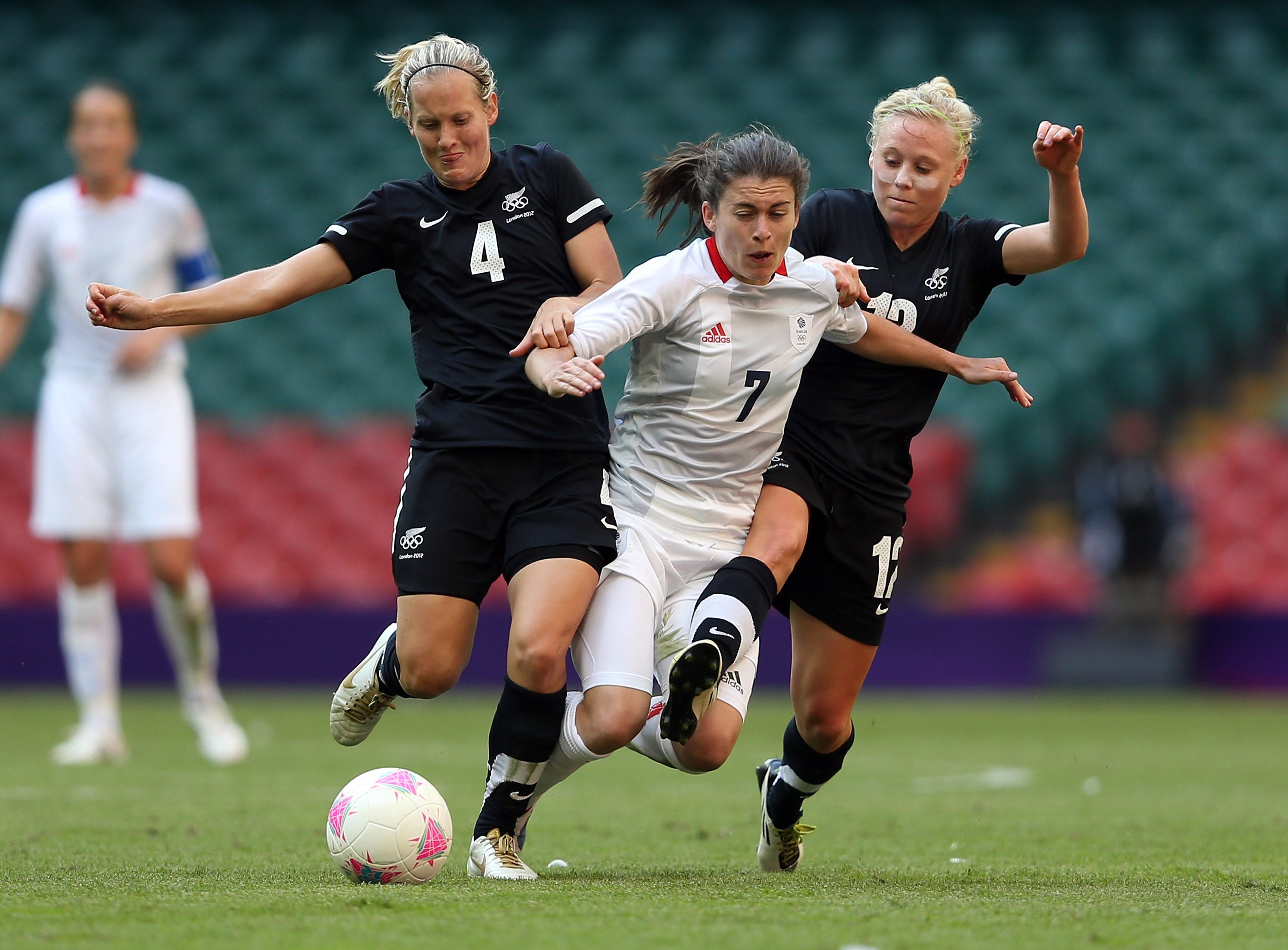 Carney playing for England against New Zealand in the London 2012 Olympic Games