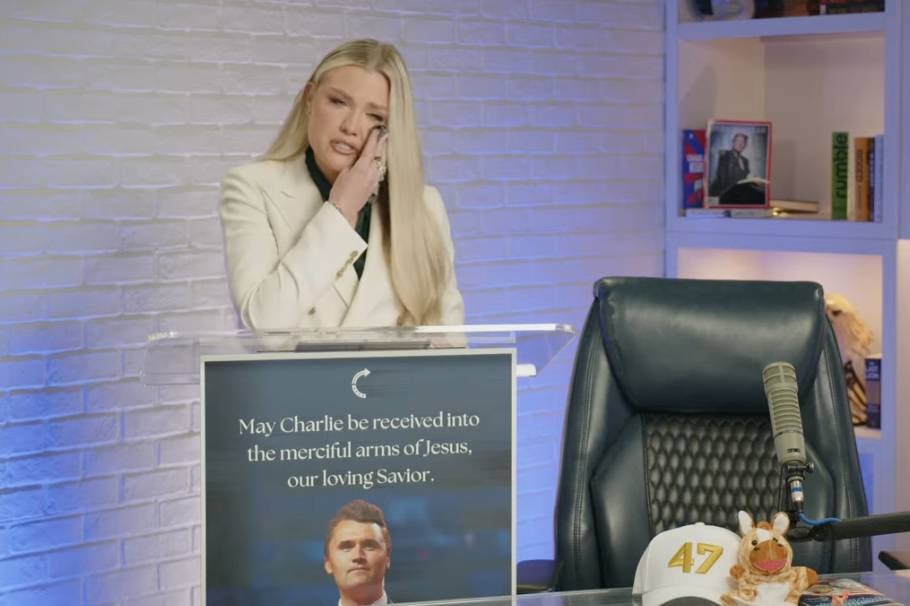 Erika Kirk wiped away tears as she spoke for the first time since her husband’s assassination