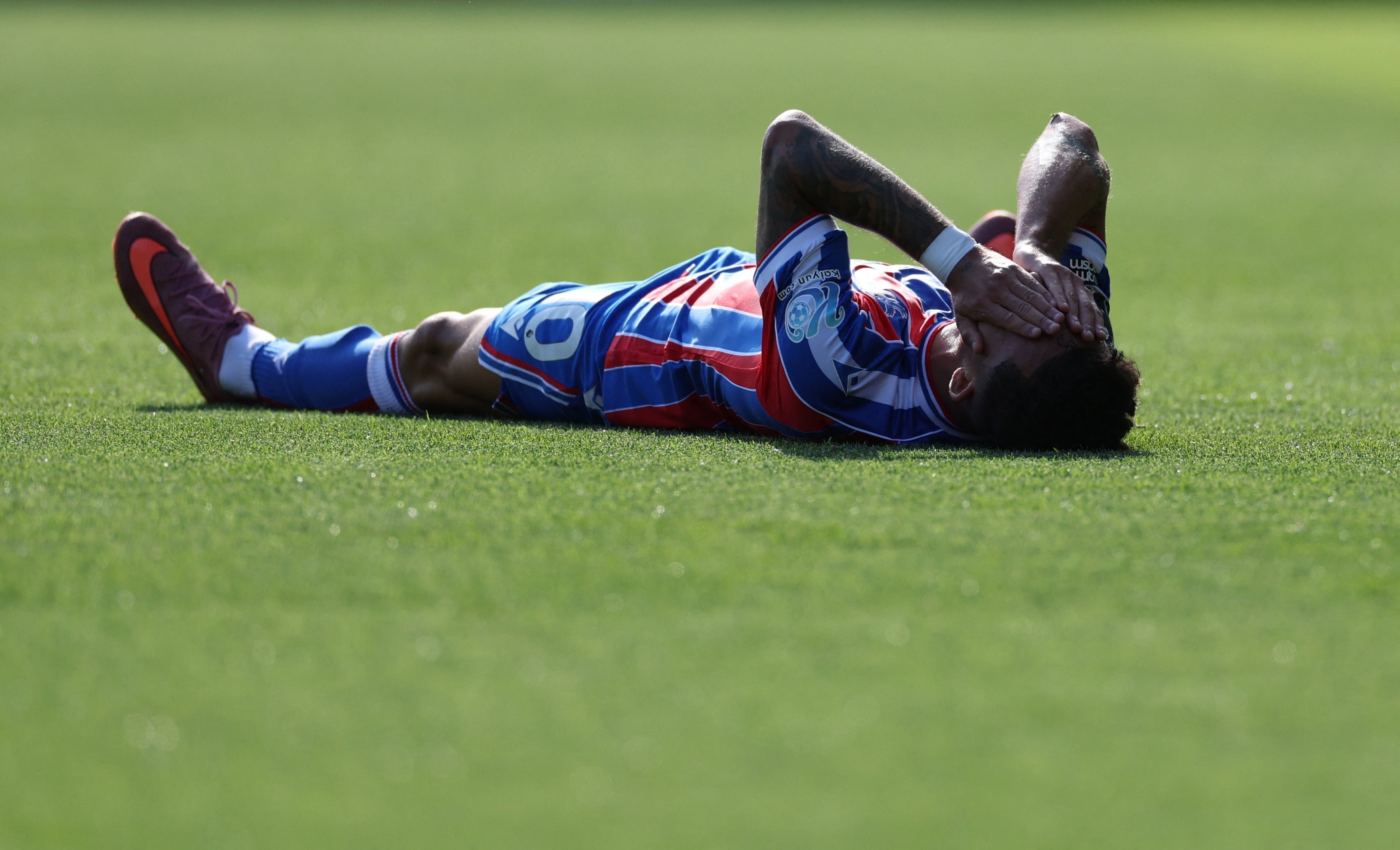 Crystal Palace's Yeremy Pino reacts after his early chance
