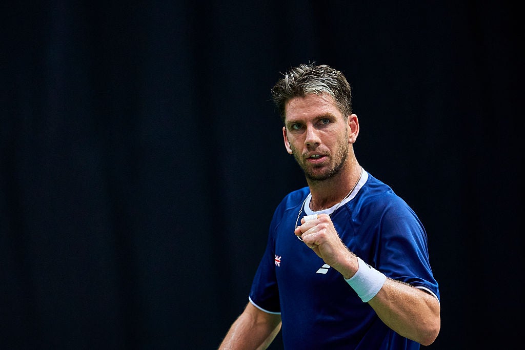 Norrie celebrates his victory over Tomasz Berkieta
