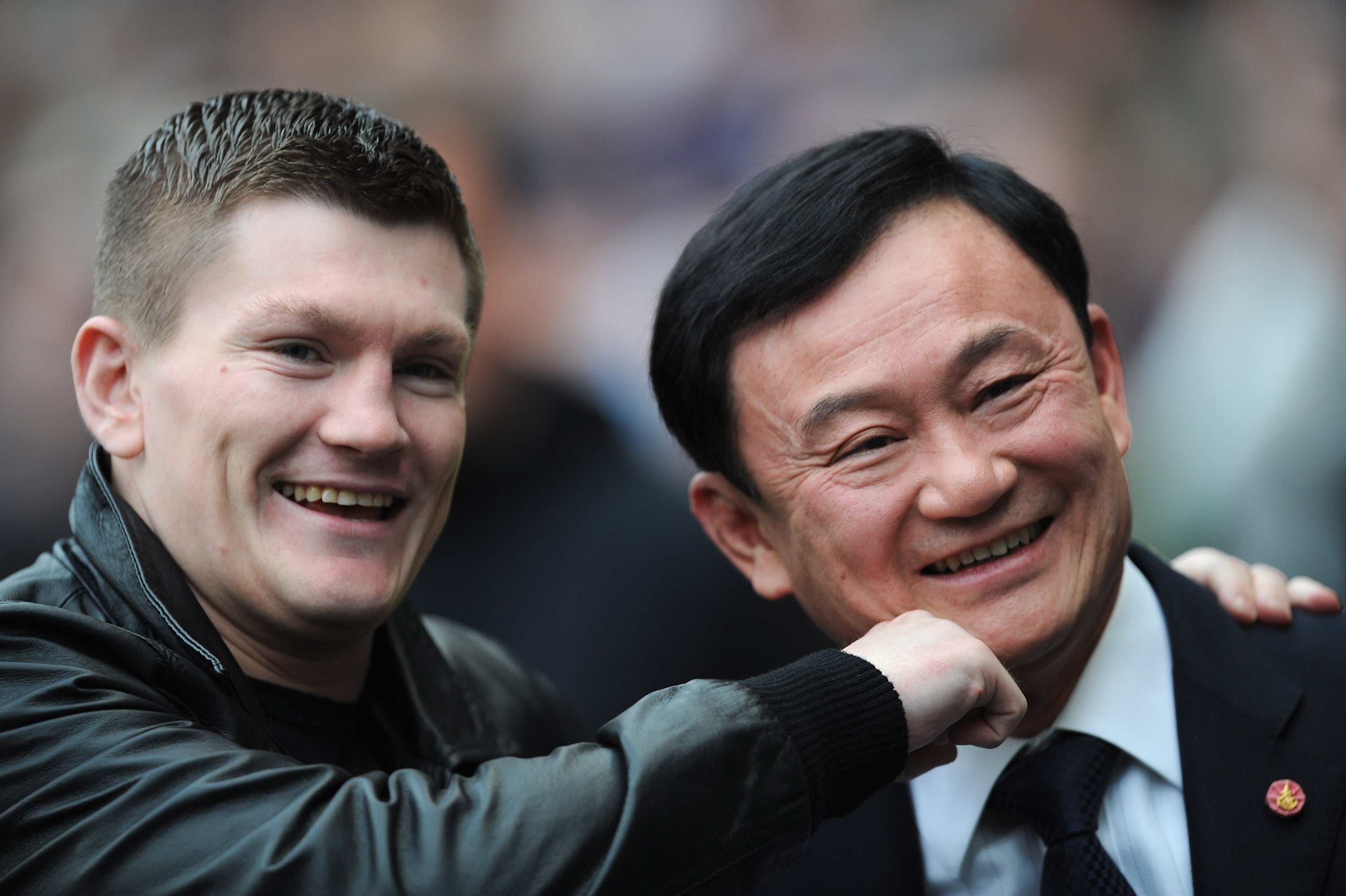 Hatton poses with then-Manchester City owner Thaksin Shinawatra in 2008