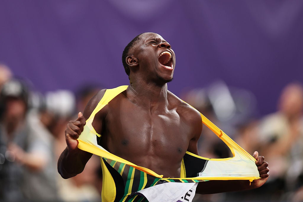 <p>Oblique Seville won gold in the men's 100m</p>