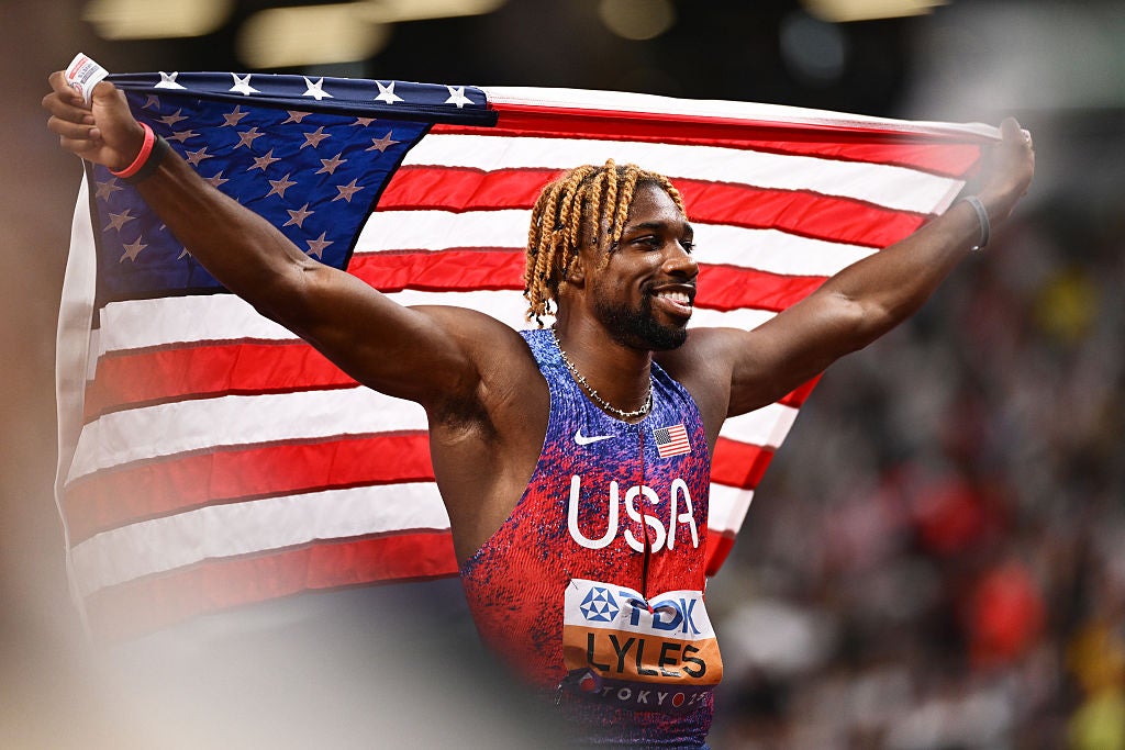 Lyles seemed happy enough with bronze behind the Jamaicans