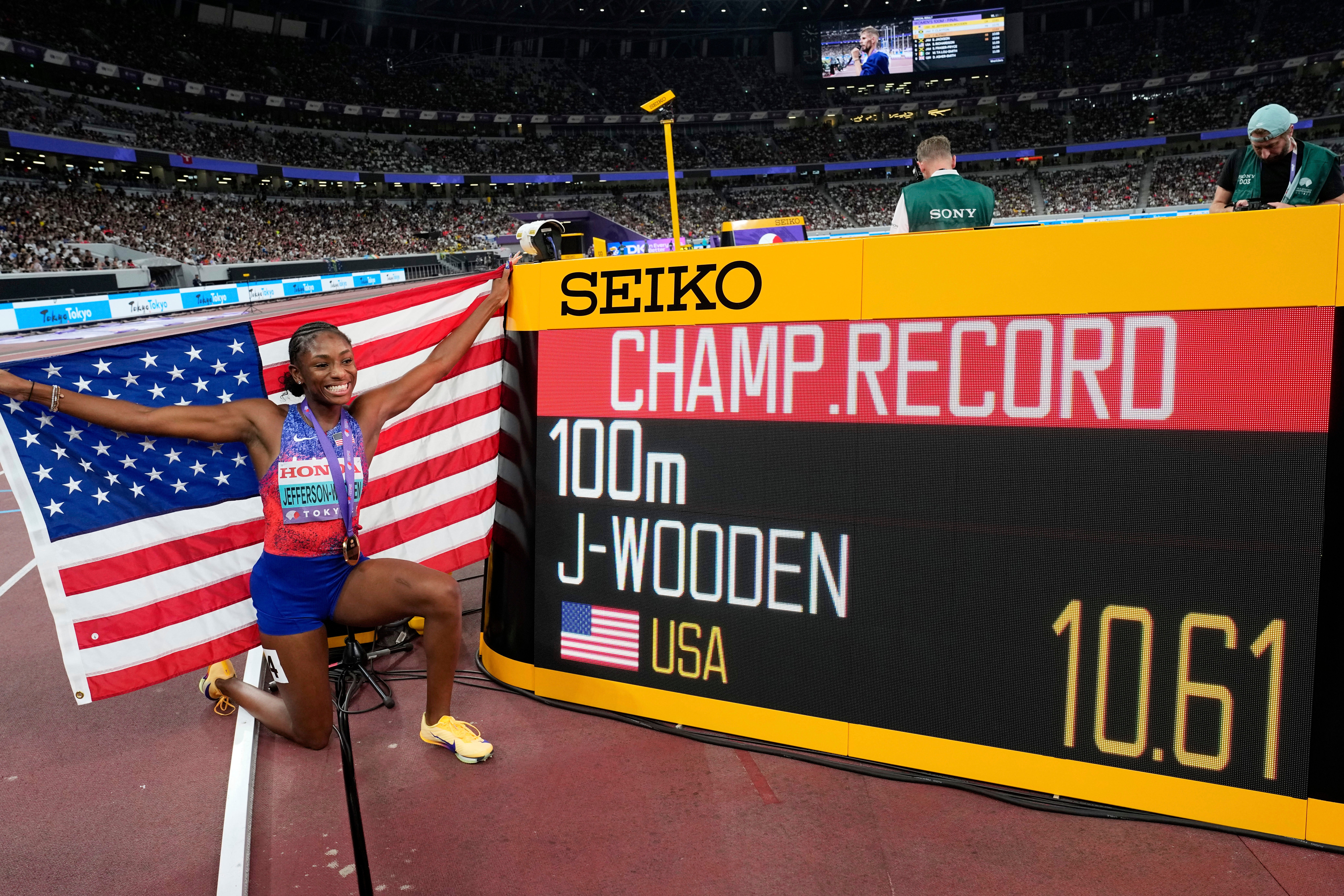 Melissa Jefferson-Wooden completed the 100m-200m double at the World Championships in Tokyo this year