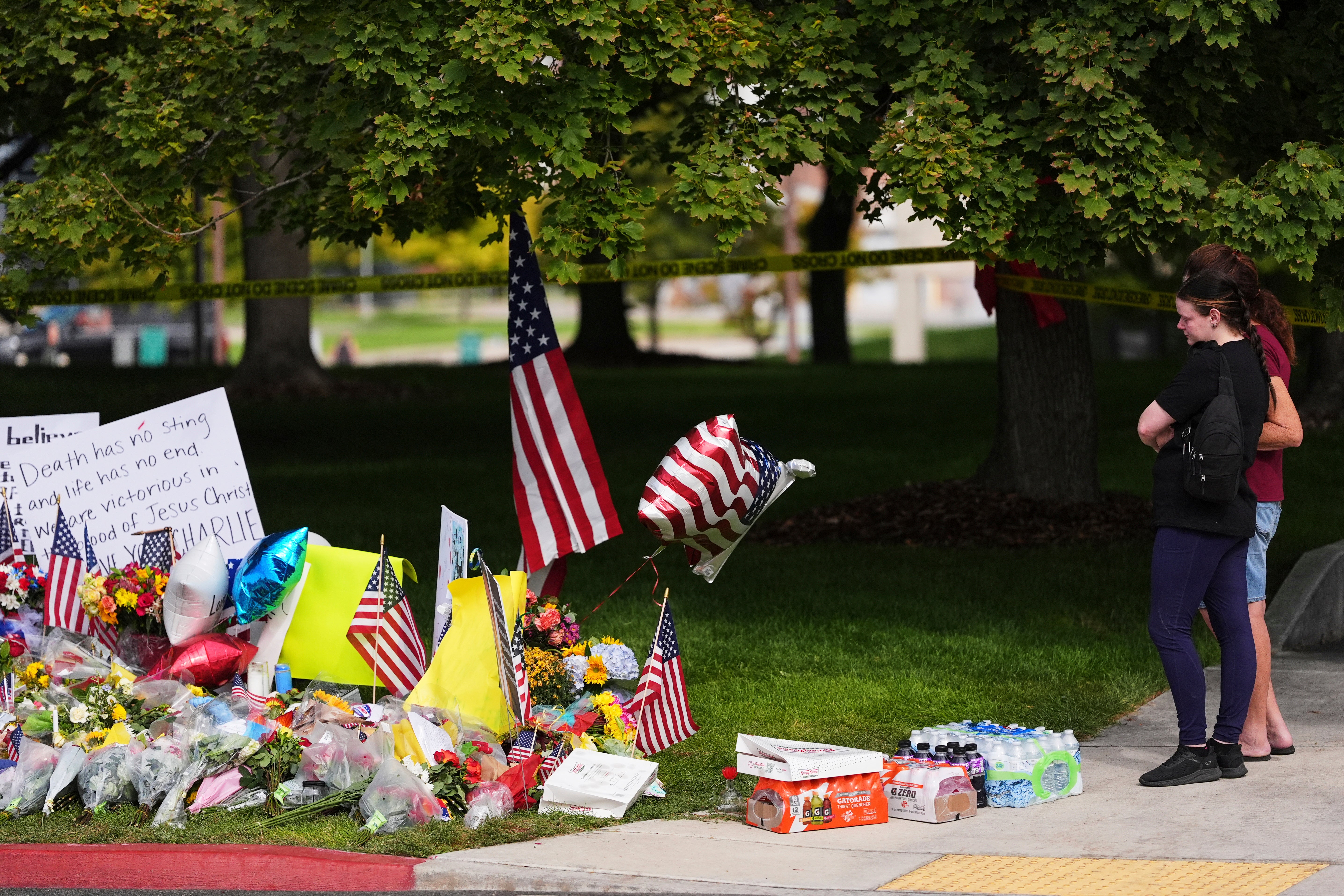 A memorial for Charlie Kirk in Orem, Utah