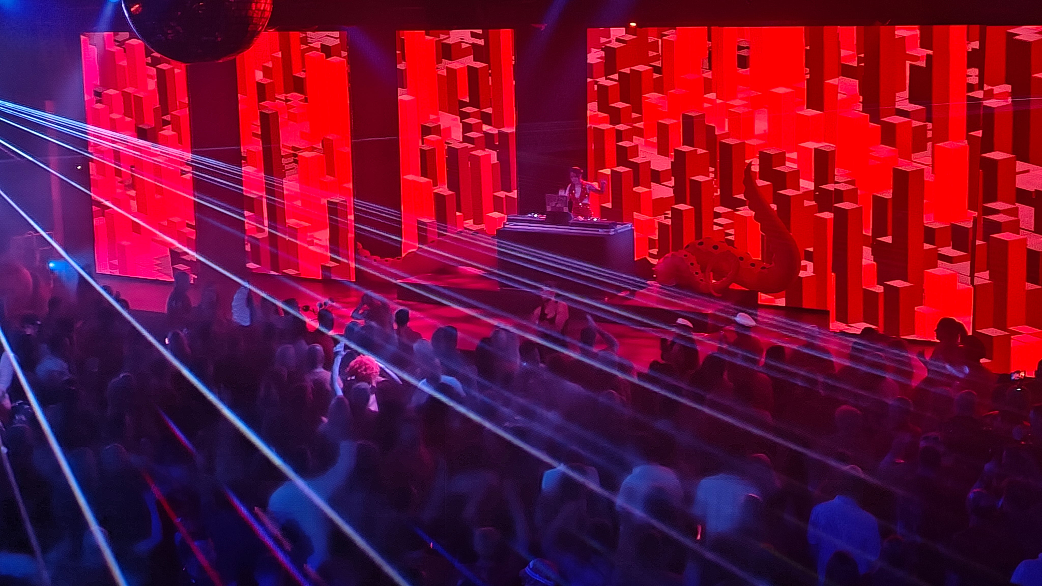 A DJ surrounded by octopus tentacles hosted the iconic Scarlet Night party