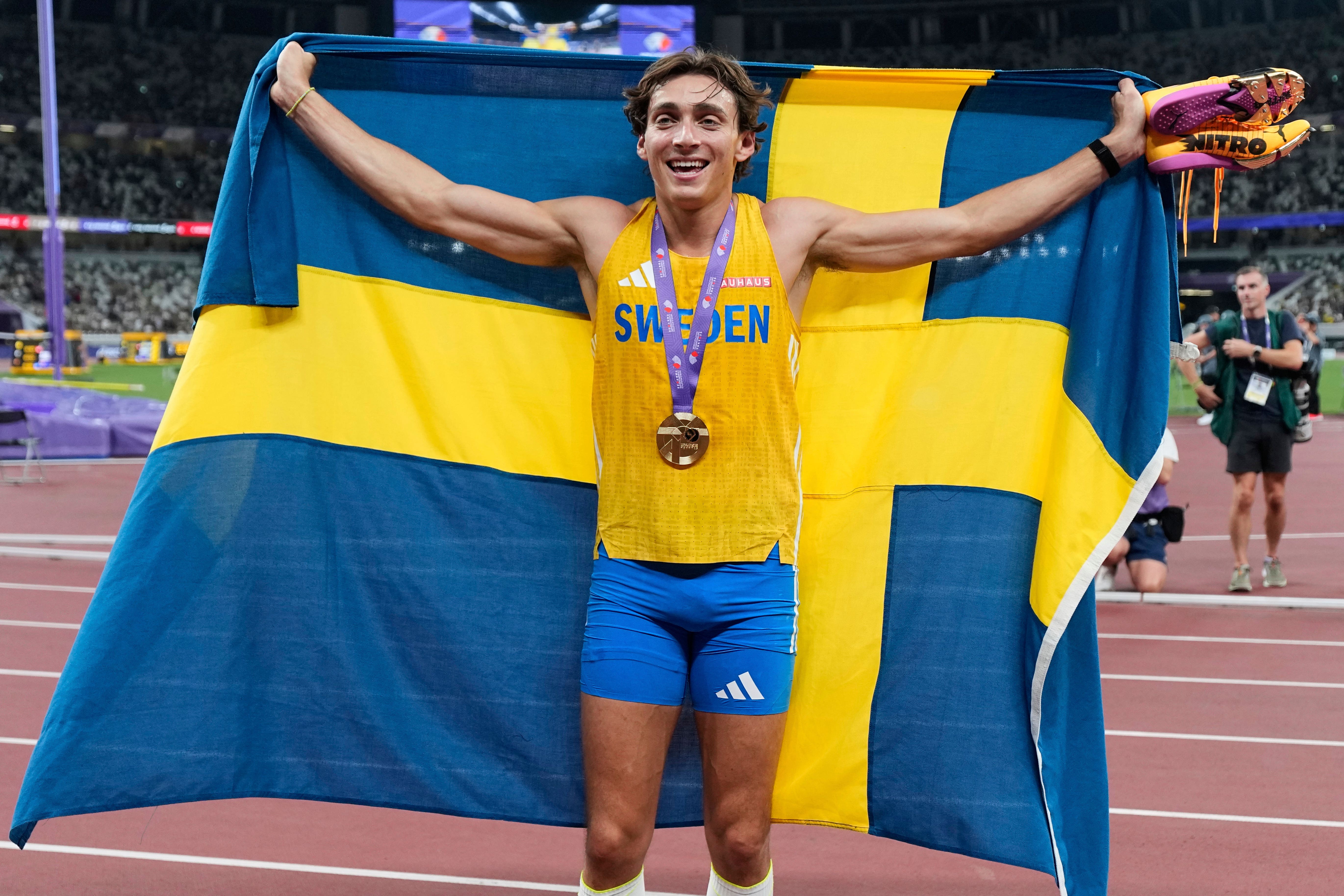 Mondo Duplantis cleared 6.30m to take gold in Tokyo (Ashley Landis/AP)