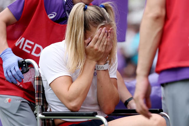 <p>Molly Caudery sustained an injury in the warm-up ahead of pole vault qualifying</p>