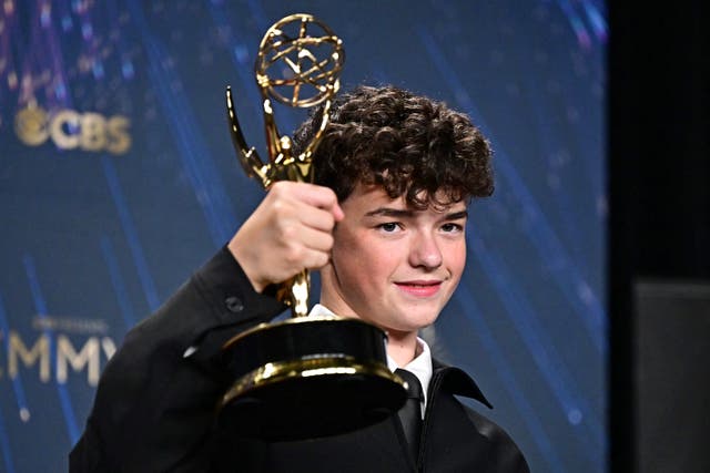 <p>‘Adolescence’ star Owen Cooper with his Emmy Award</p>