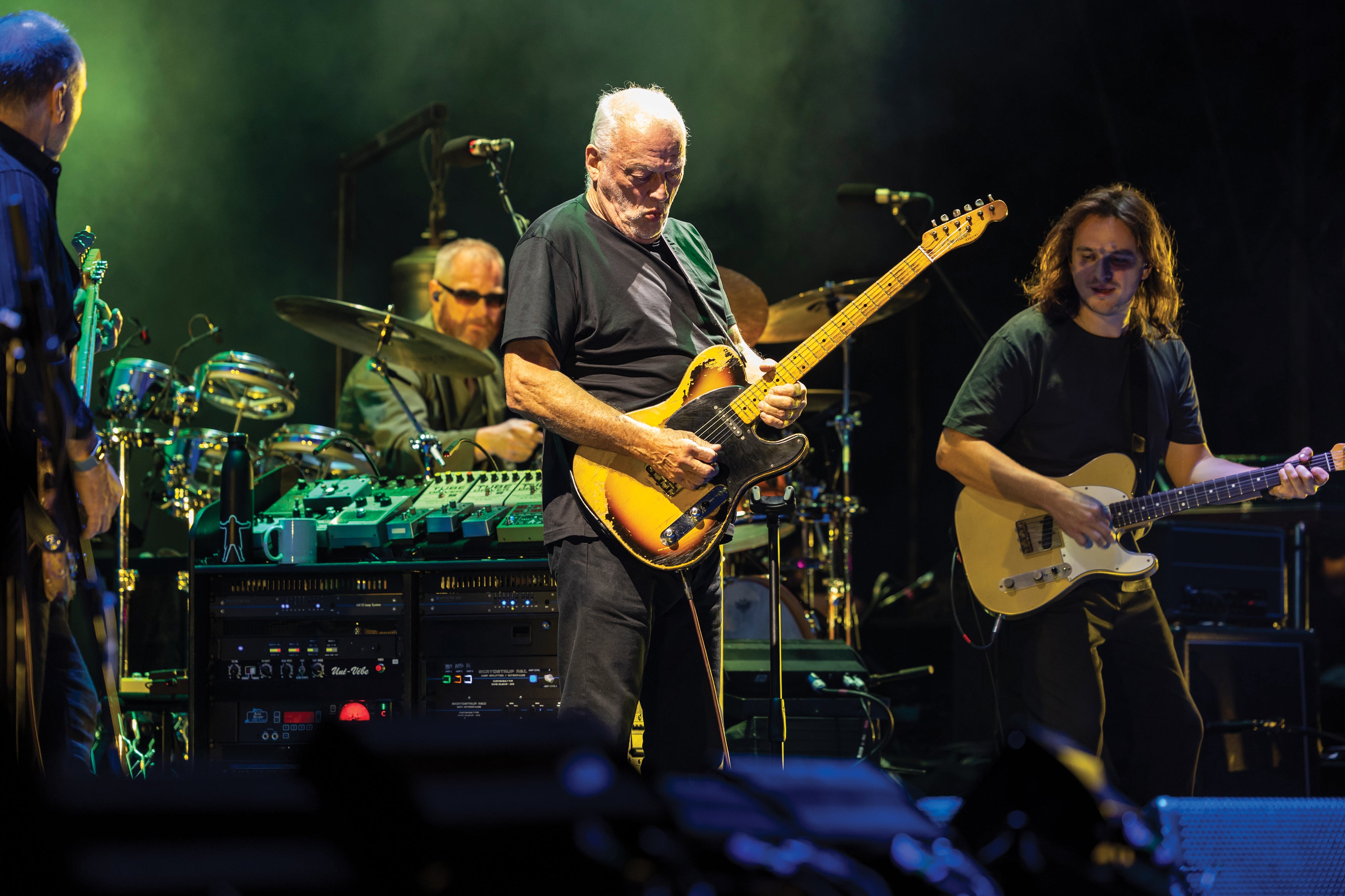 David Gilmour and his band perform during the Circus Maximus show in Rome, Italy