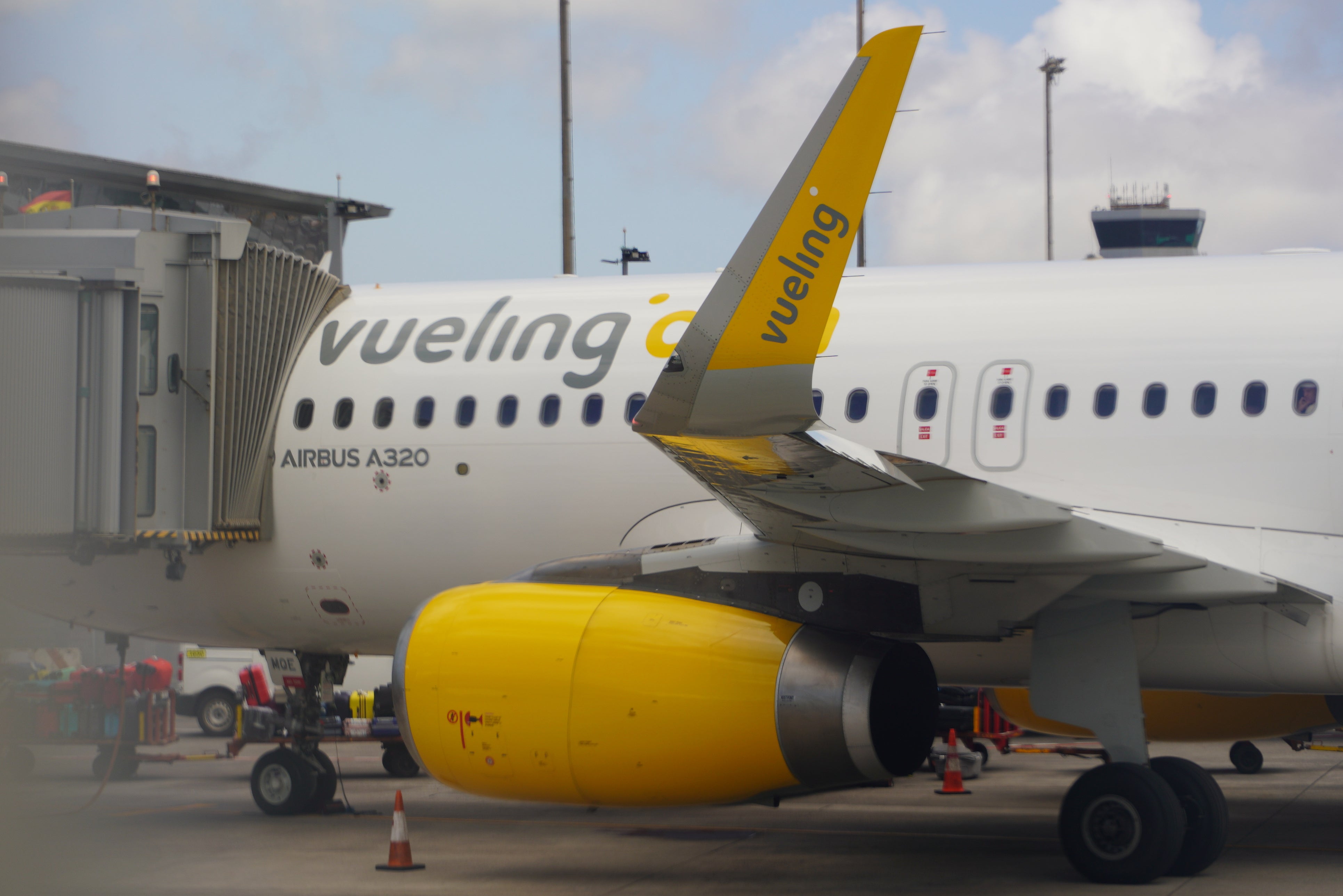 Vueling Airbus A320 parked in Tenerife Norte international airport, Canary islands, Spain