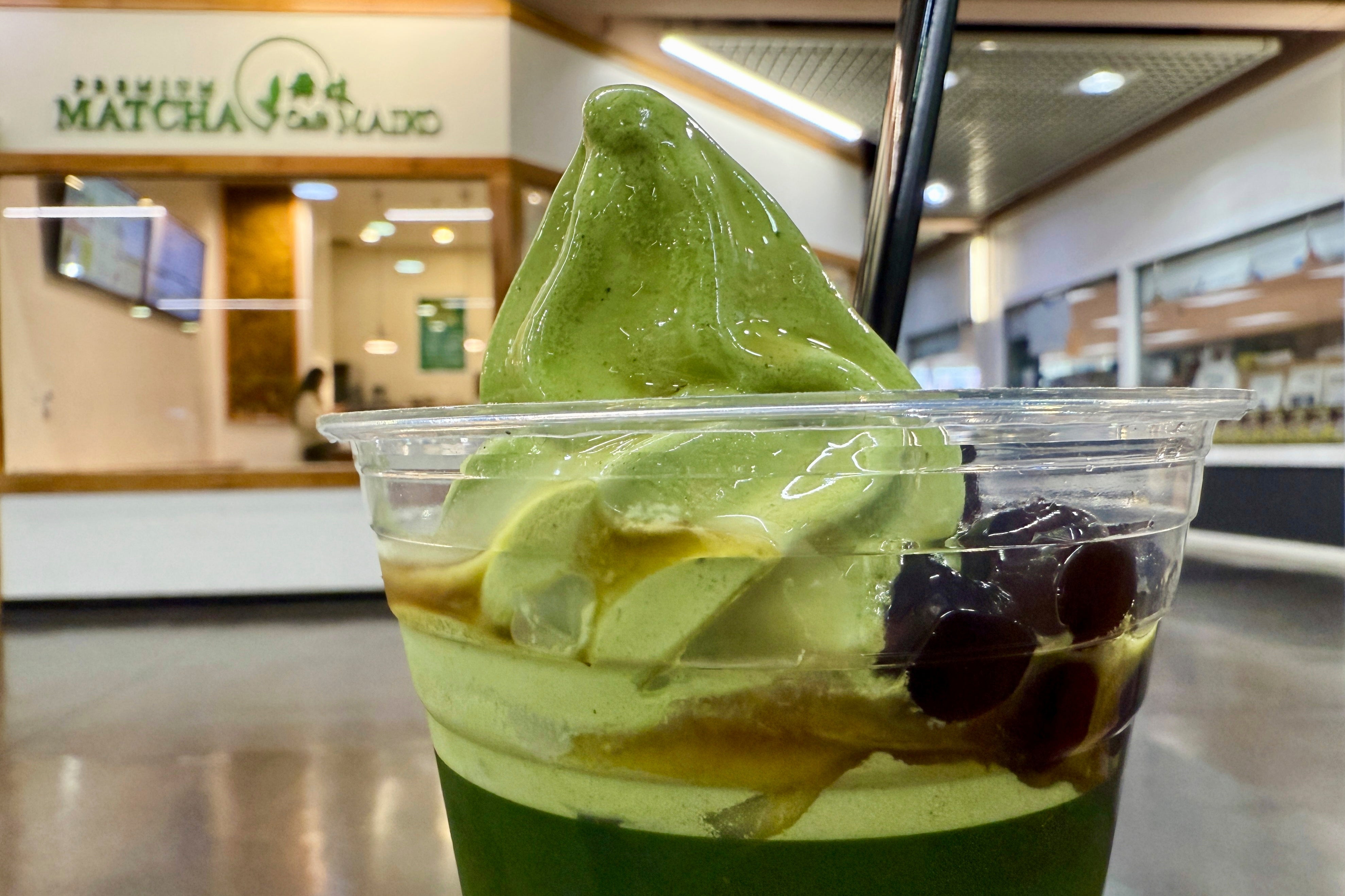Matcha ice cream is shown inside a mall in San Francisco's Japantown, Friday, Sept. 5, 2025. (AP Photo/Haven Daley)