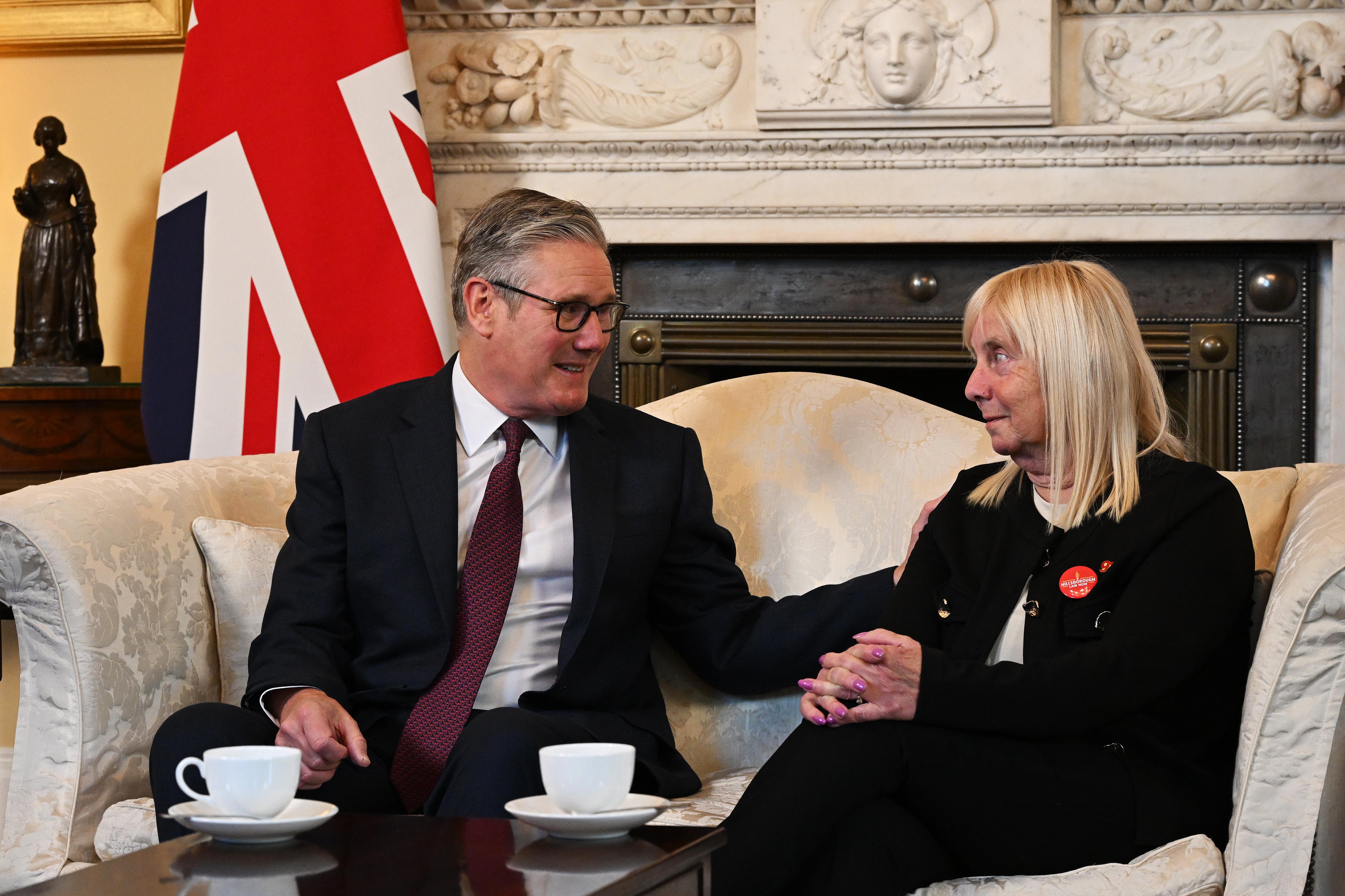 Prime minister Keir Starmer with Hillsborough campaigner Margaret Aspinall