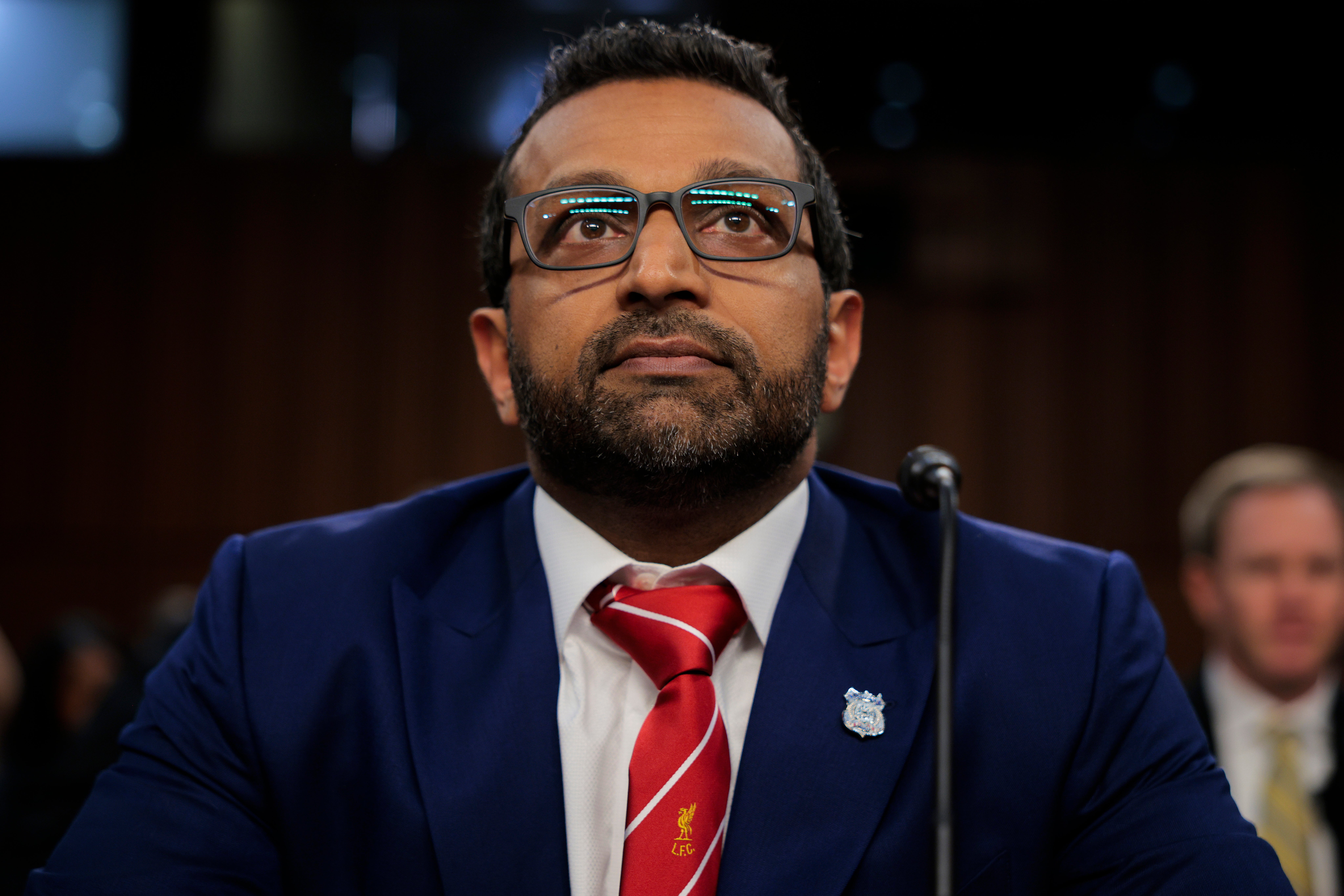 Kash Patel wore a Liverpool FC tie during a Senate hearing last year