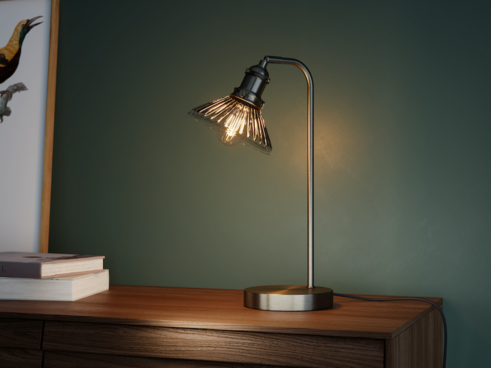 Best reading light IndyBest review GoodHome Northwich brushed satin pewter effect table lamp
