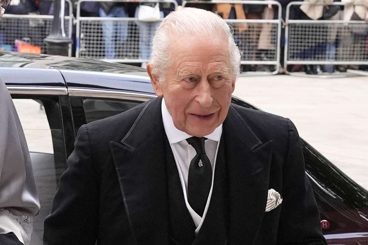 The King arrives for the requiem mass at Westminster Cathedral