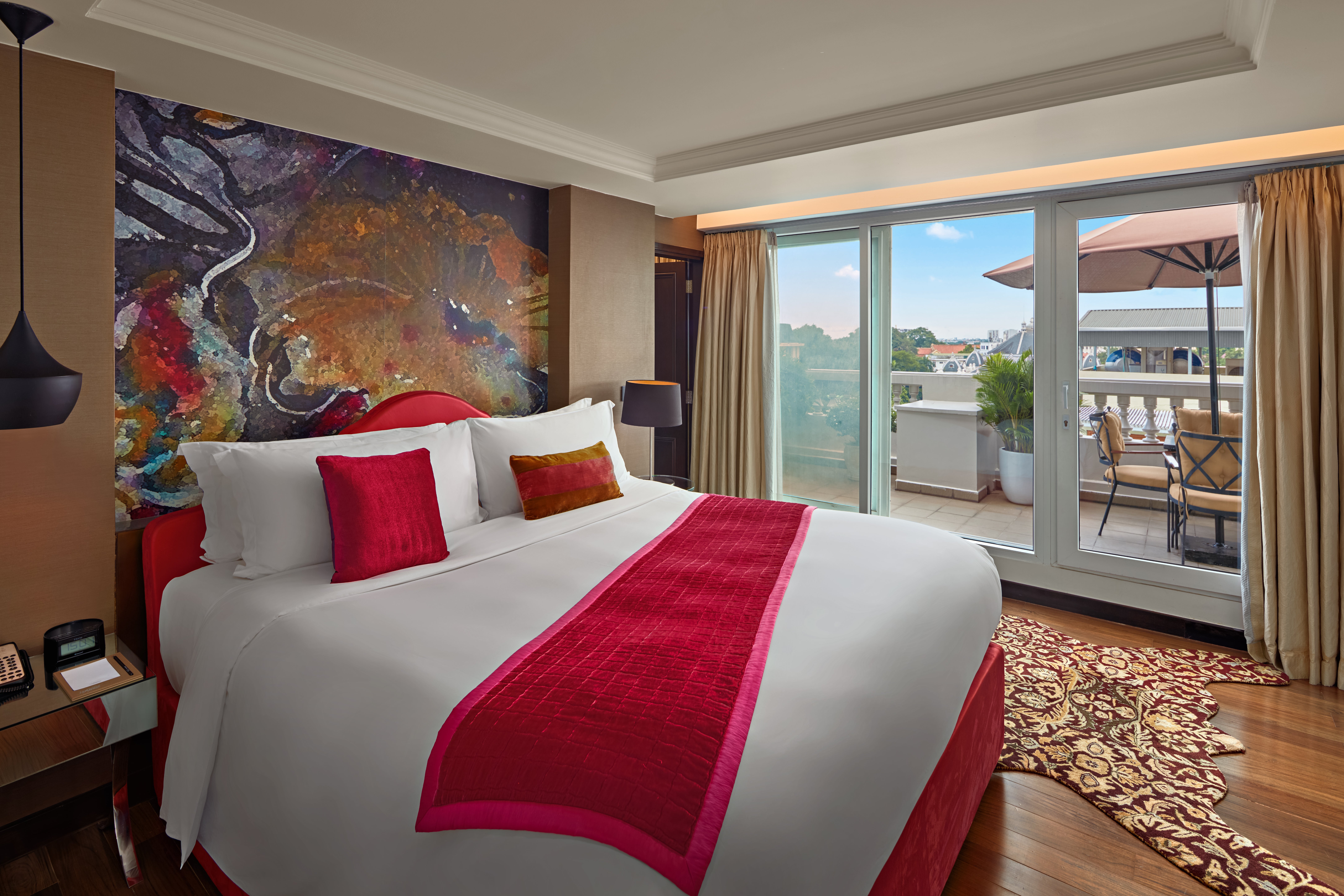 Velvety furnishings dress the rooms at Hotel de l’Opera Hanoi MGallery