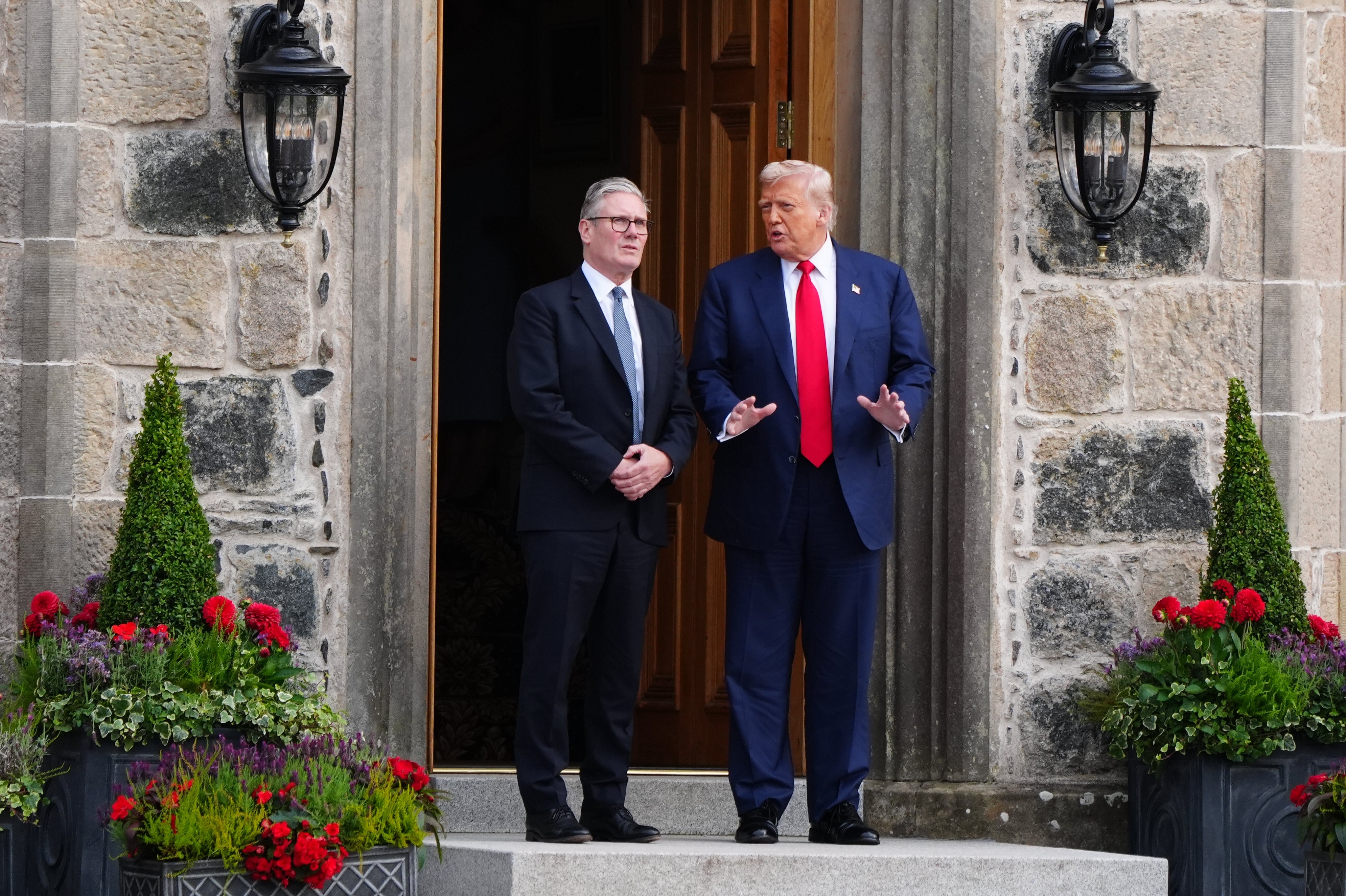 Prime Minister Sir Keir Starmer and US President Donald Trump at Trump International Golf Links, the president’s Menie golf course in Aberdeenshire, in July