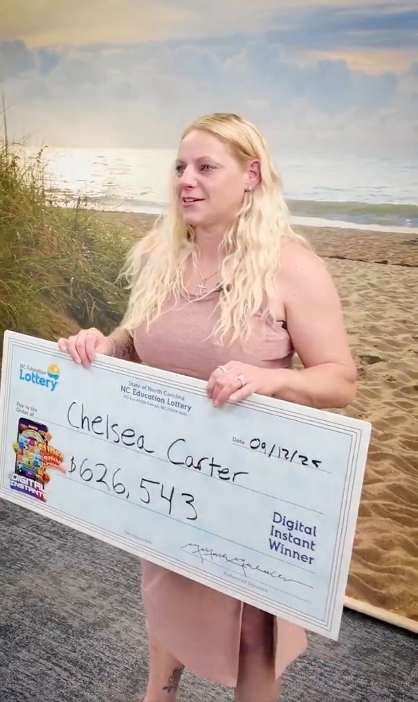 North Carolina house cleaner Chelsea Carter bet $10 on an online lottery game and won the grand fortune, netting her a six-figure payday