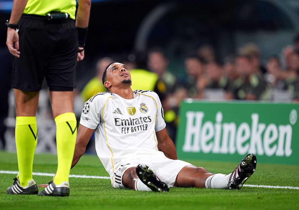 Trent Alexander-Arnold went down injured less than five minutes into Real Madrid’s game against Marseille
