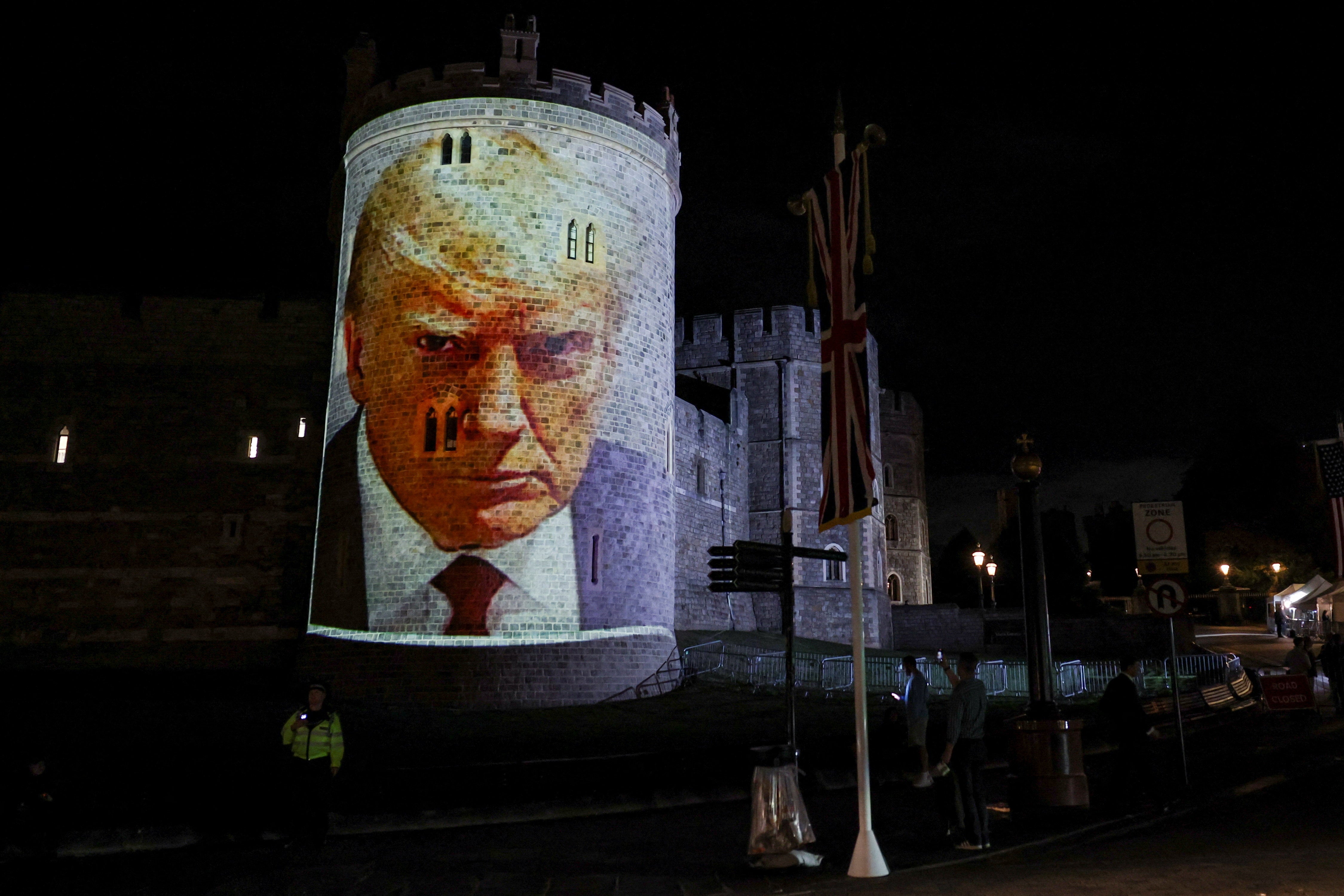 Trump’s 2023 mugshot was also projected onto the side of Windsor Castle