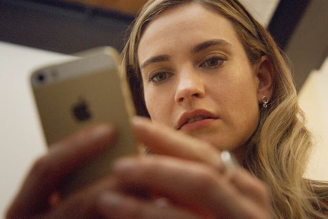 <p>Lily James as Bumble founder Whitney Wolfe Herd in ‘Swiped’</p>