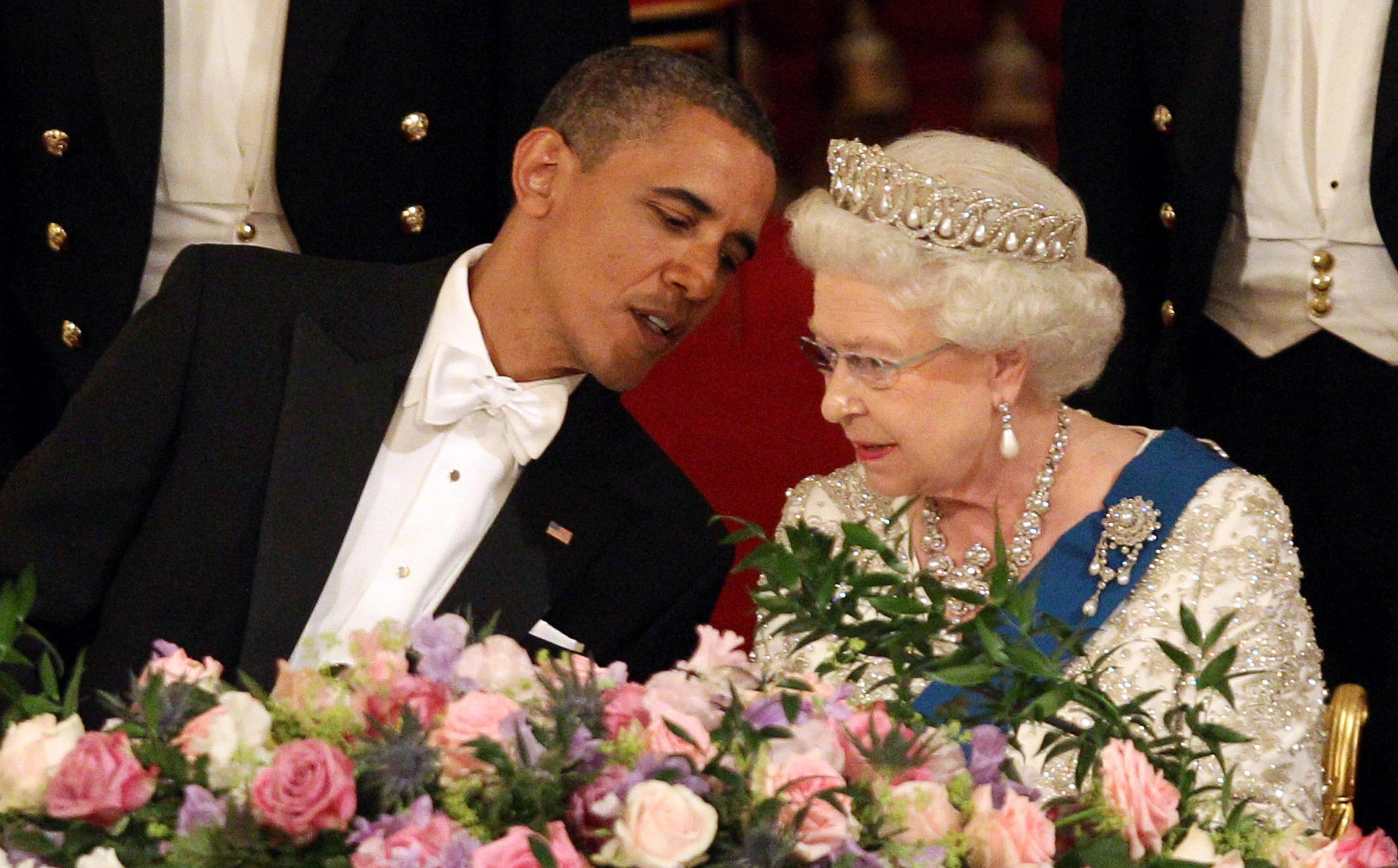 Barack Obama pictured with the late Queen Elizabeth during a three-day state visit in in 2011