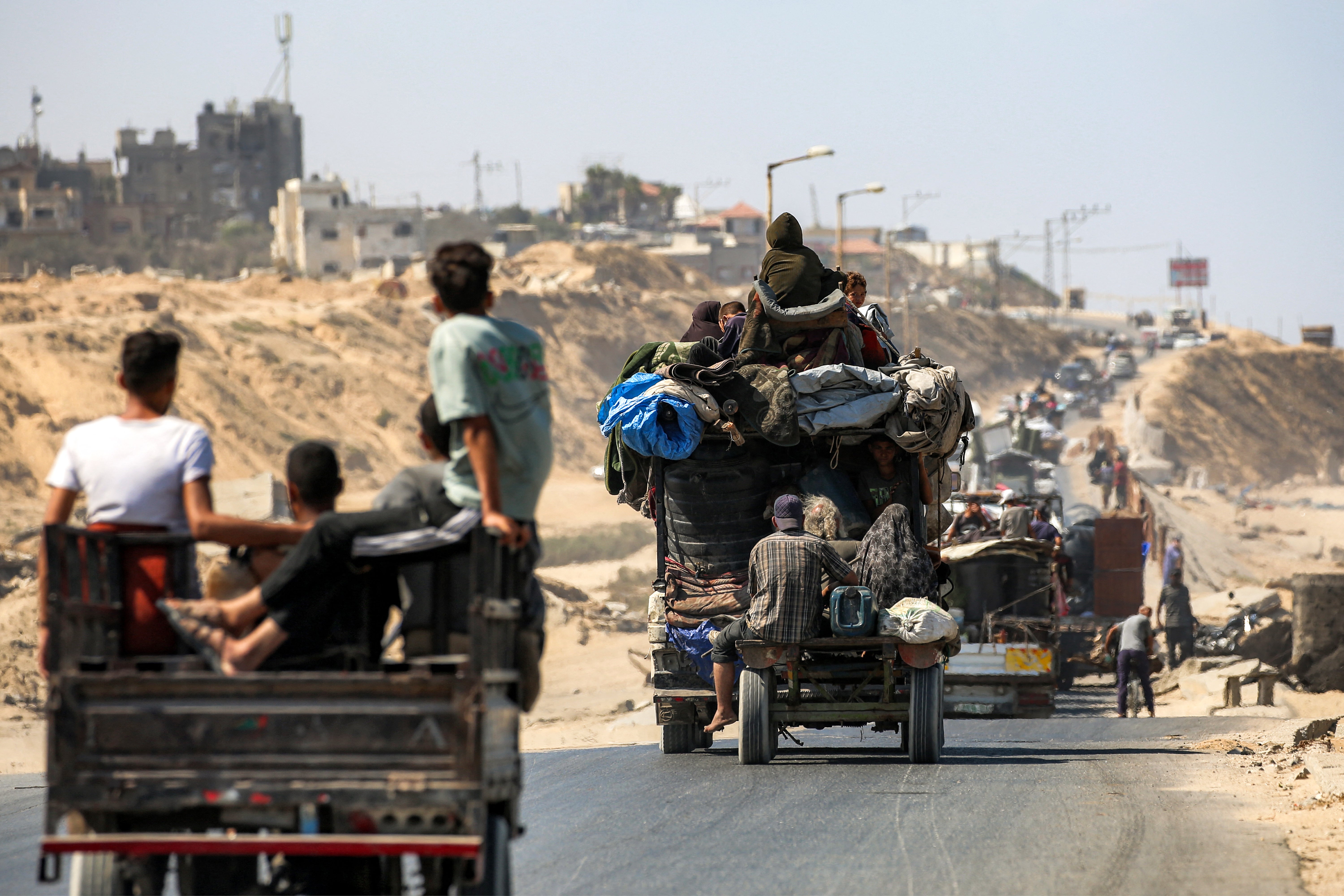 Evacuees leaving Gaza City last Tuesday following Israel’s major ground offensive