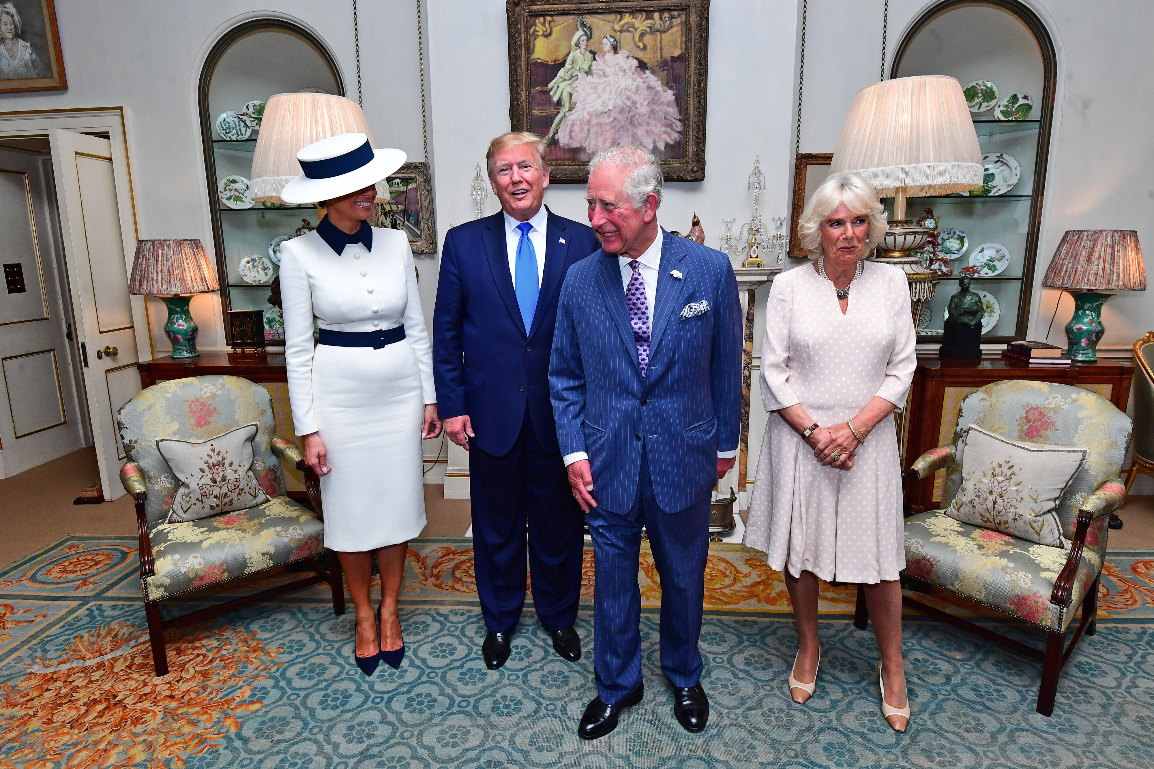 Trump pictured with his wife Melania, King Charles and Queen Camilla in 2019, is the first American president to be granted two state visits to the United Kingdom