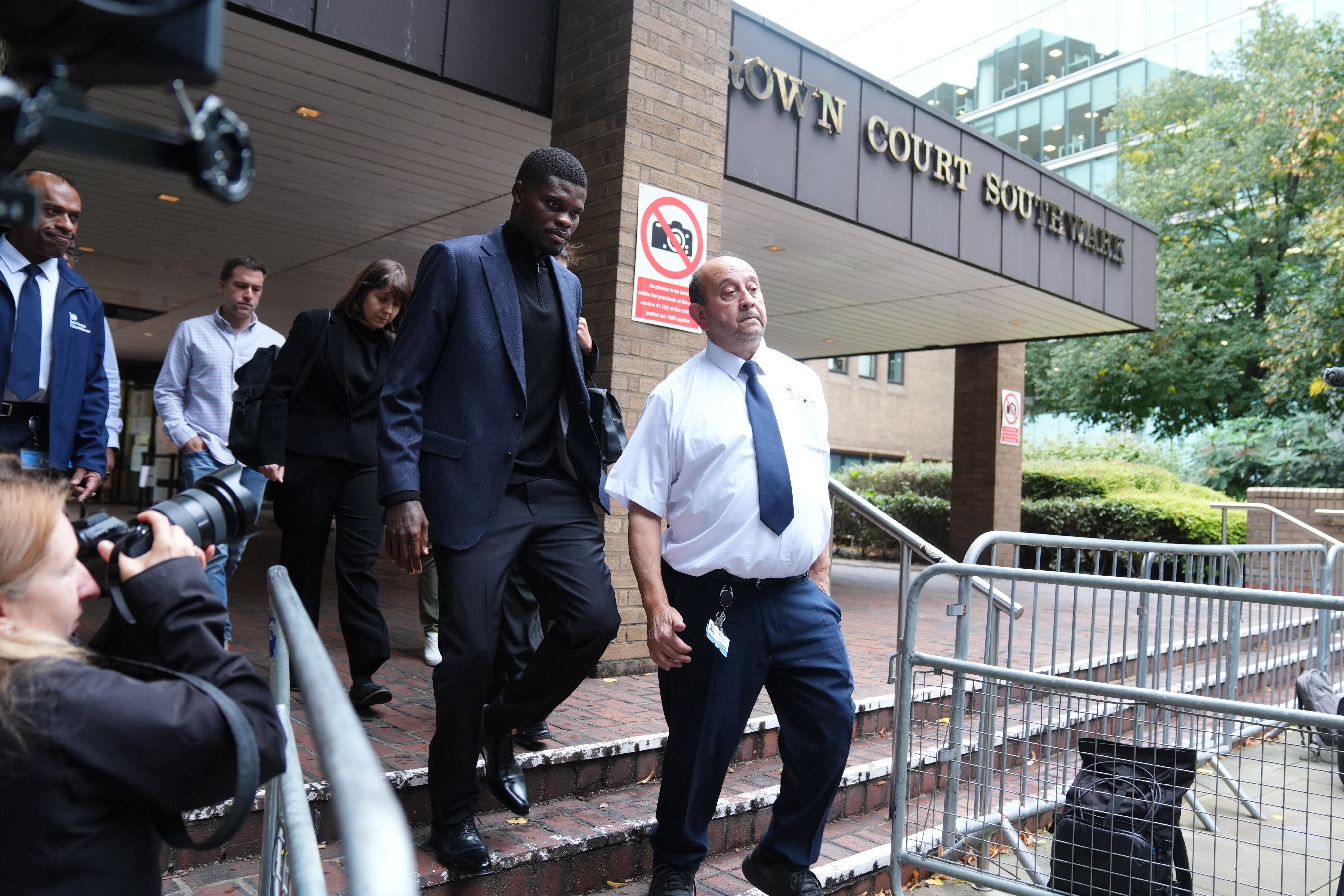 Thomas Partey leaving Southwark Crown Court after pleading not guilty to two charges of rape