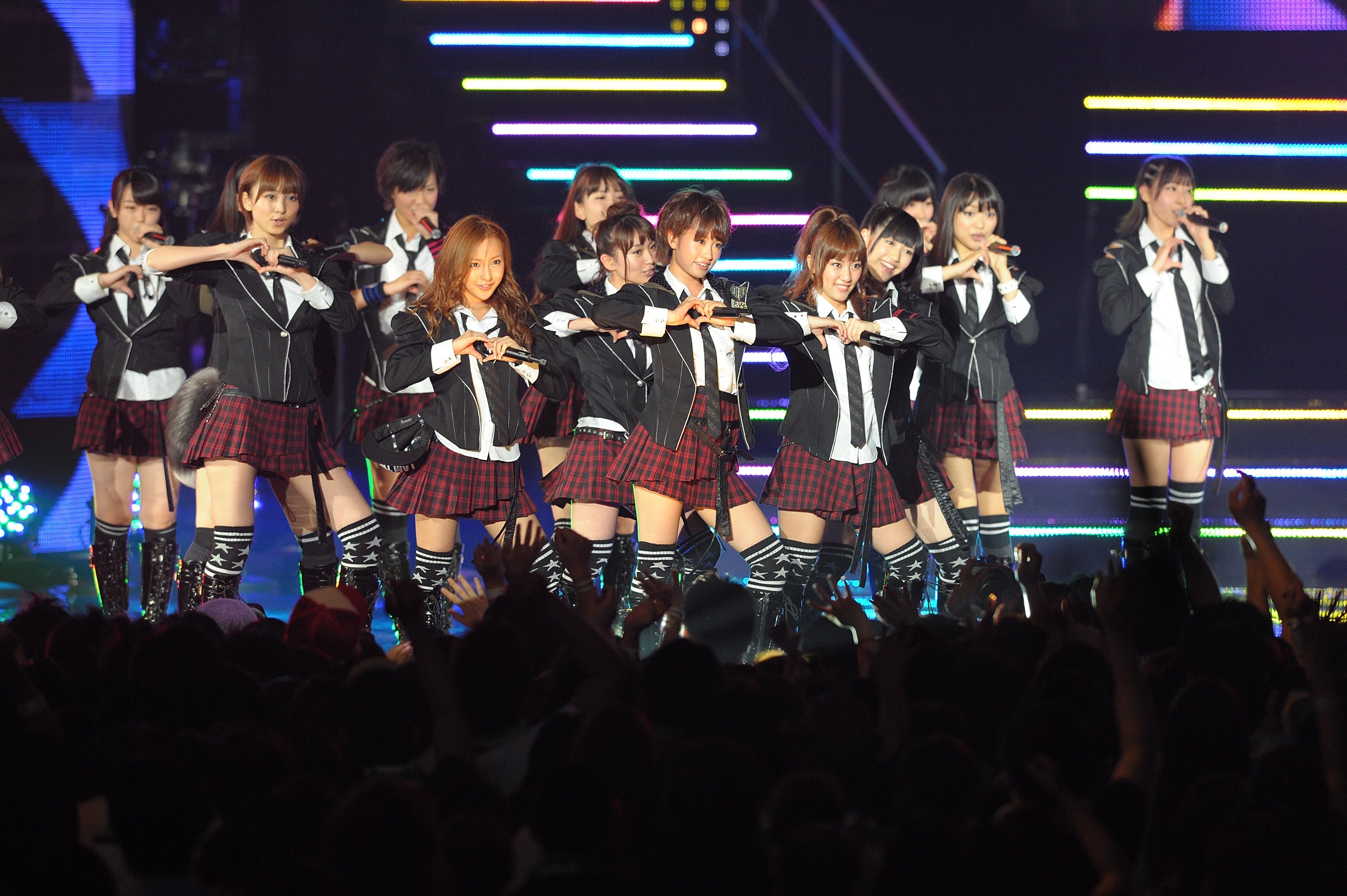 AKB48 perform during the MTV Video Music Aid Japan in 2011 in Chiba, Japan